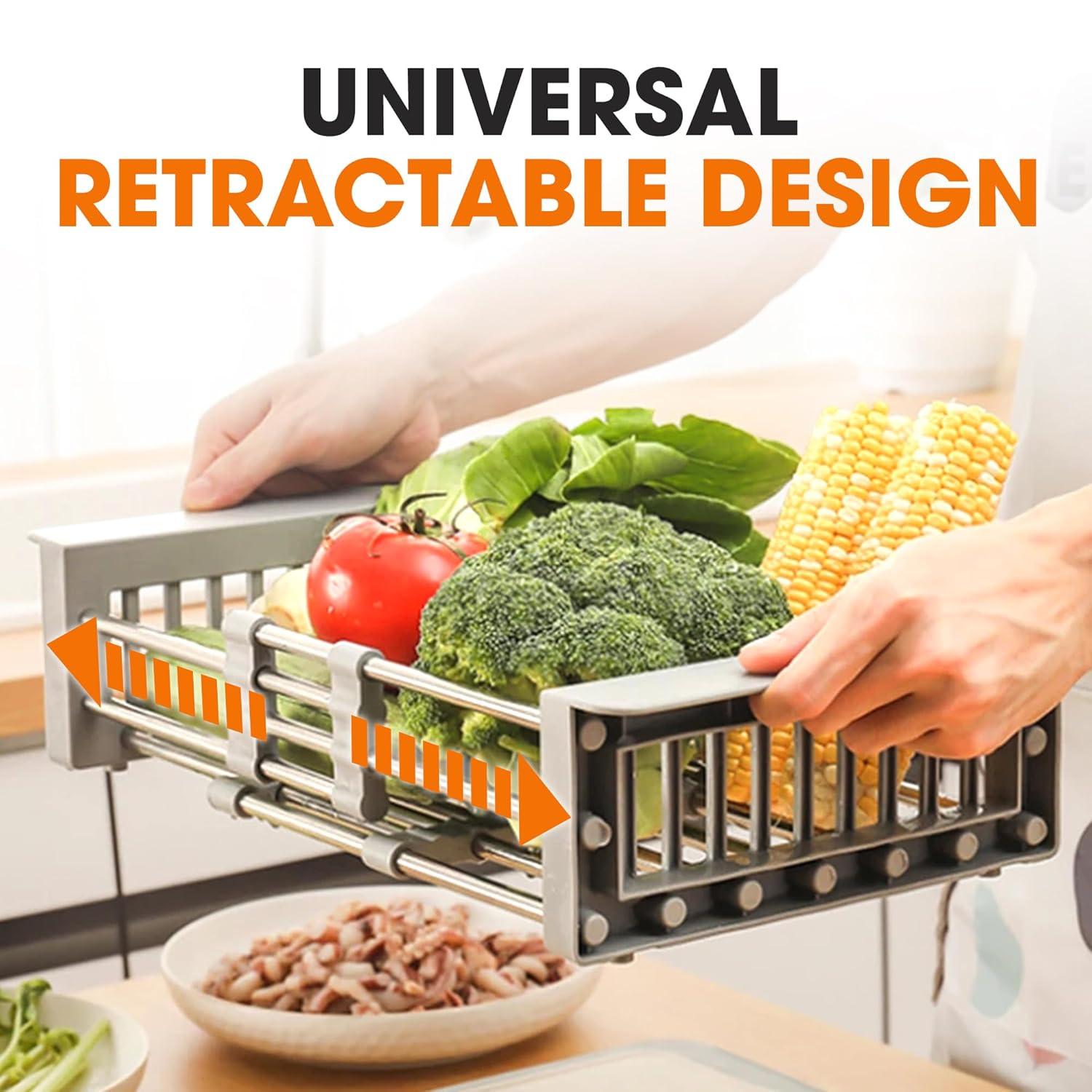 Cheer Collection Adjustable Stainless Steel Over The Sink Dish Rack