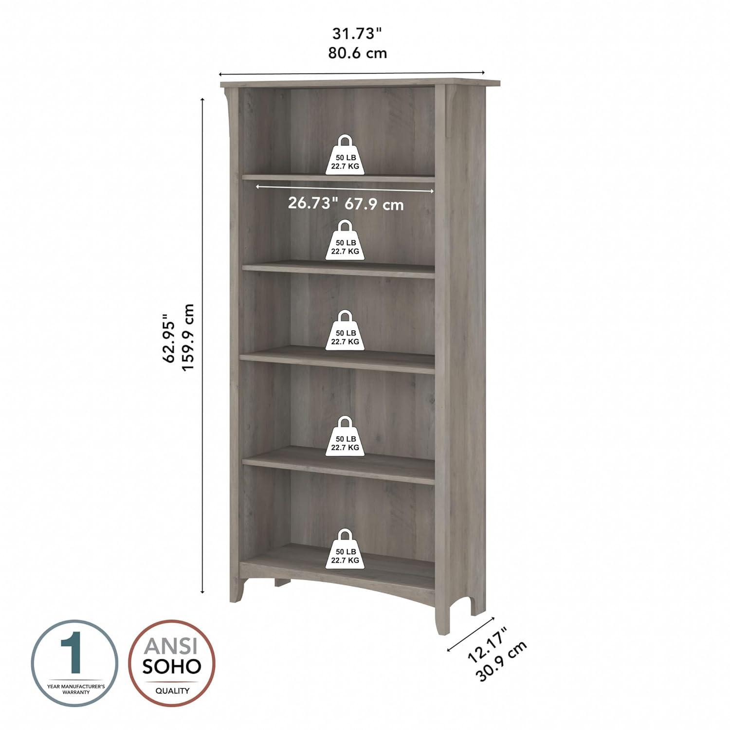Khadesha 5 Shelf 63" Standard Bookcase