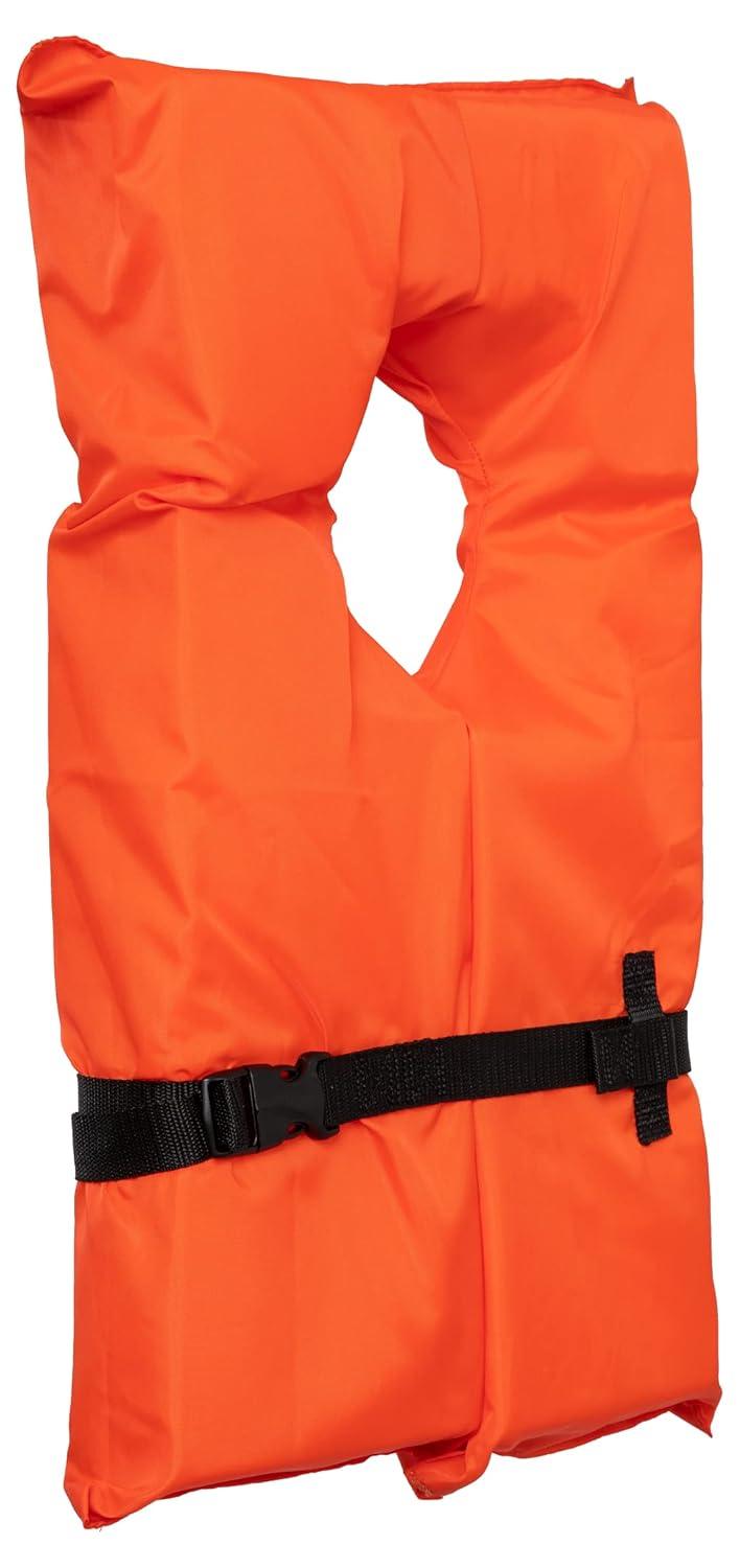 Adult Orange Foam Type II Keyhole Life Jackets with Clear Storage Bag