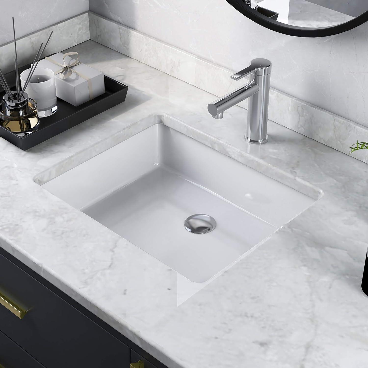 DeerValley Ursa 19.88" X 15.59 " White Rectangular Vitreous China Undermount Bathroom Sink with Overflow