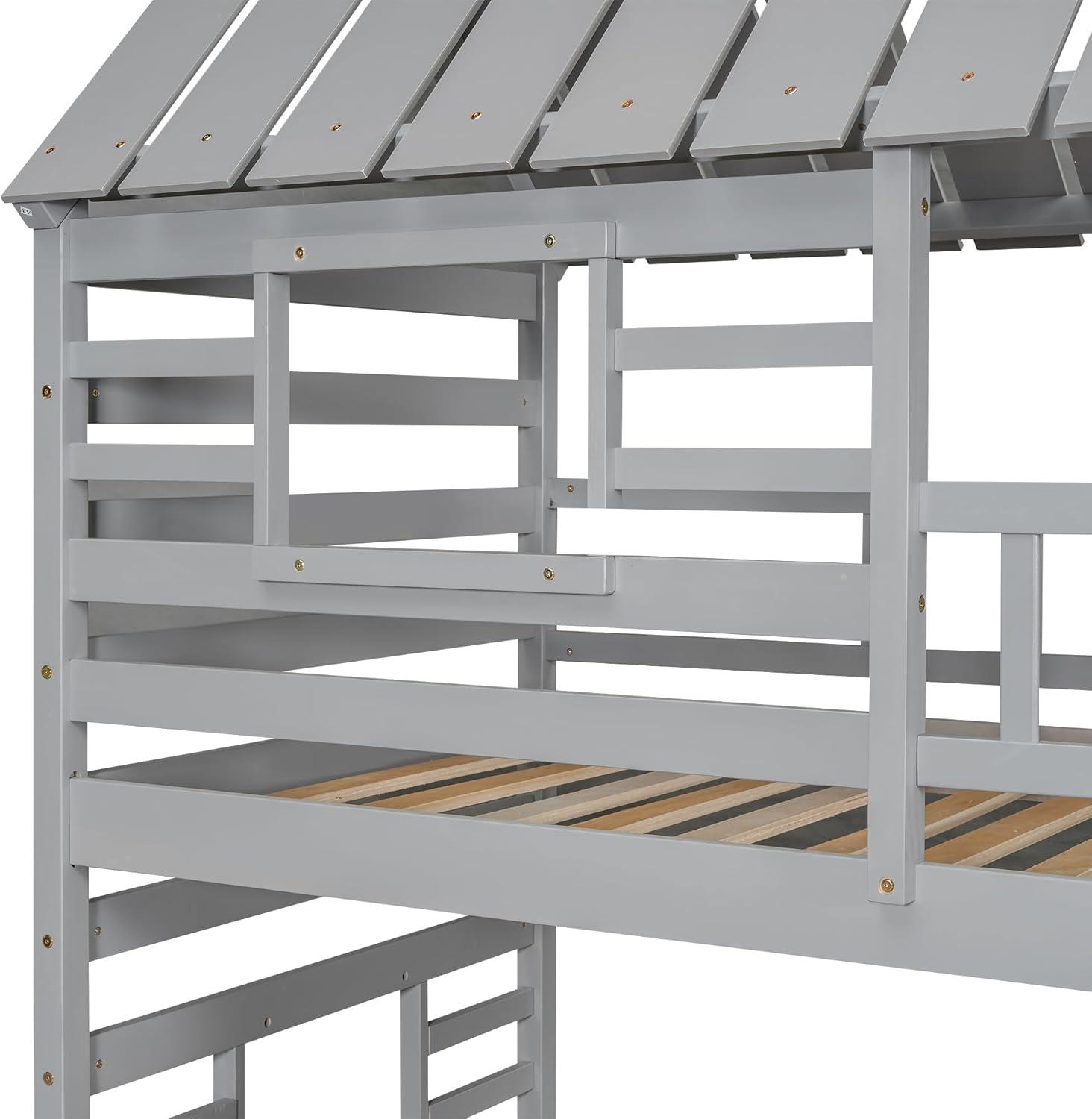 Harper Orchard Twin Over Twin House Bunk Bed With Trundle And Slide