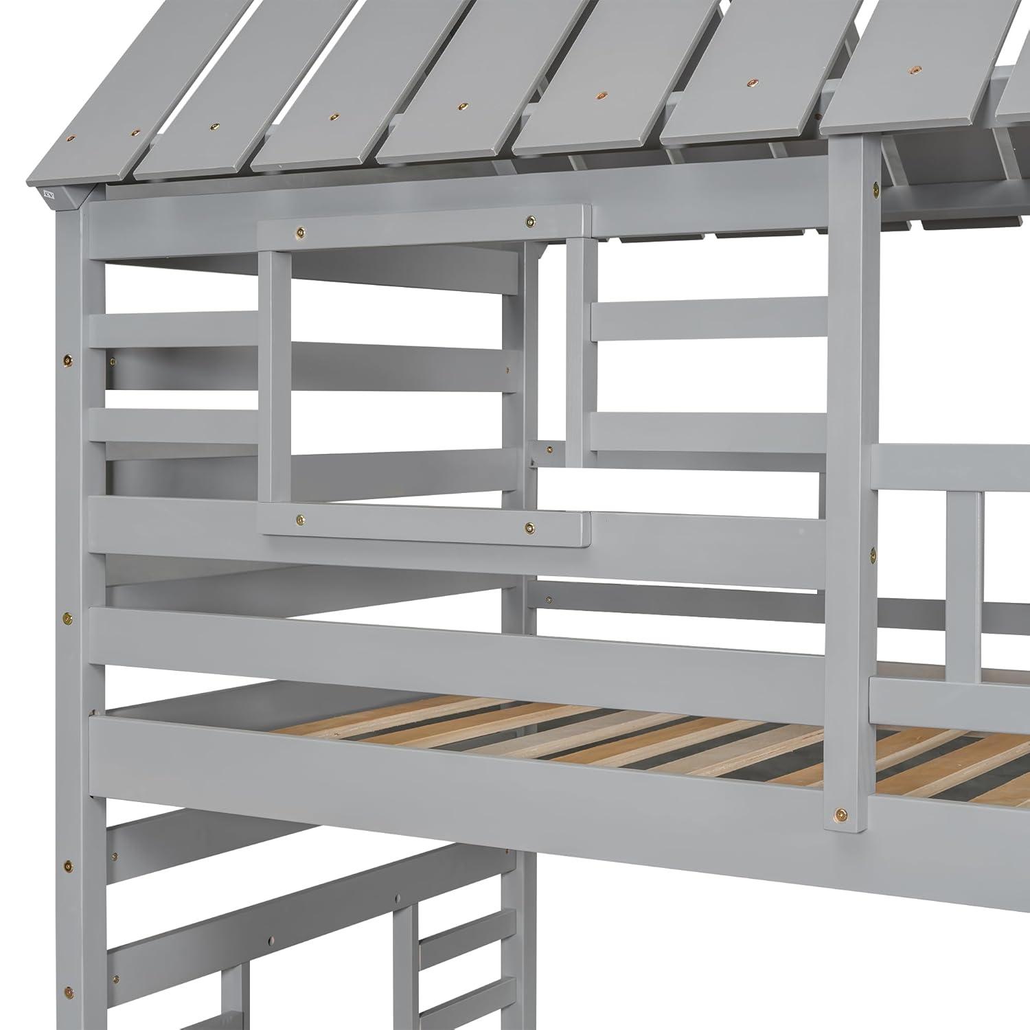 Harper Orchard Twin Over Twin House Bunk Bed With Trundle And Slide