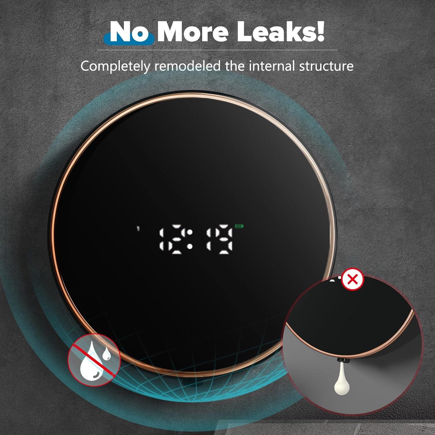 Automatic Soap Dispenser Foam Bathroom: Wall Mount Rechargeable Touchless Adjustable Auto Smart Electric Plastic Black Foaming Soap Dispenser with Clock - Kitchen - Hand Dish Lotion Couple Kids