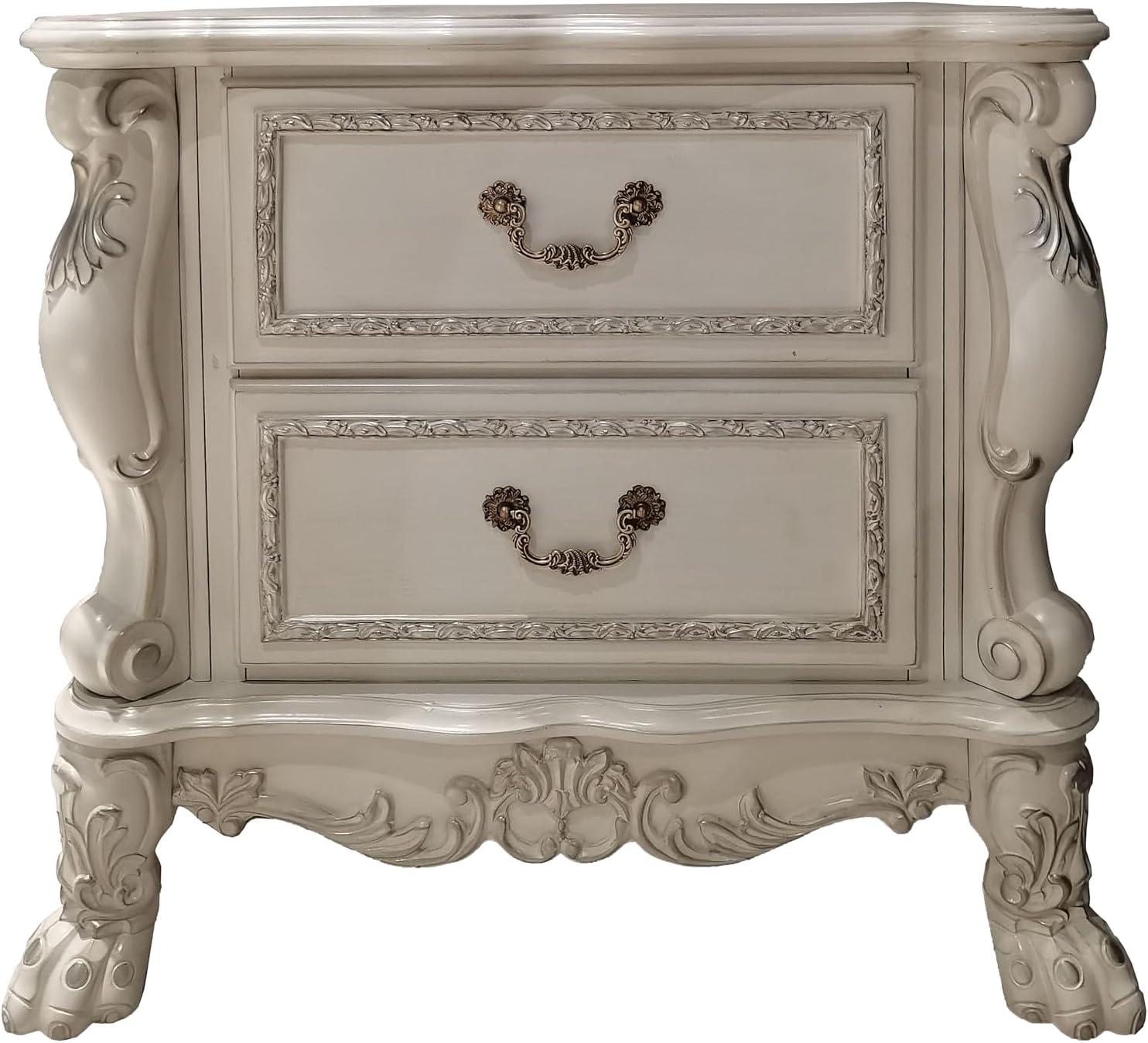 32" Dresden II Nightstand Bone White Finish - Acme Furniture: Elegant Rectangular Design, No Assembly, Wood Composite