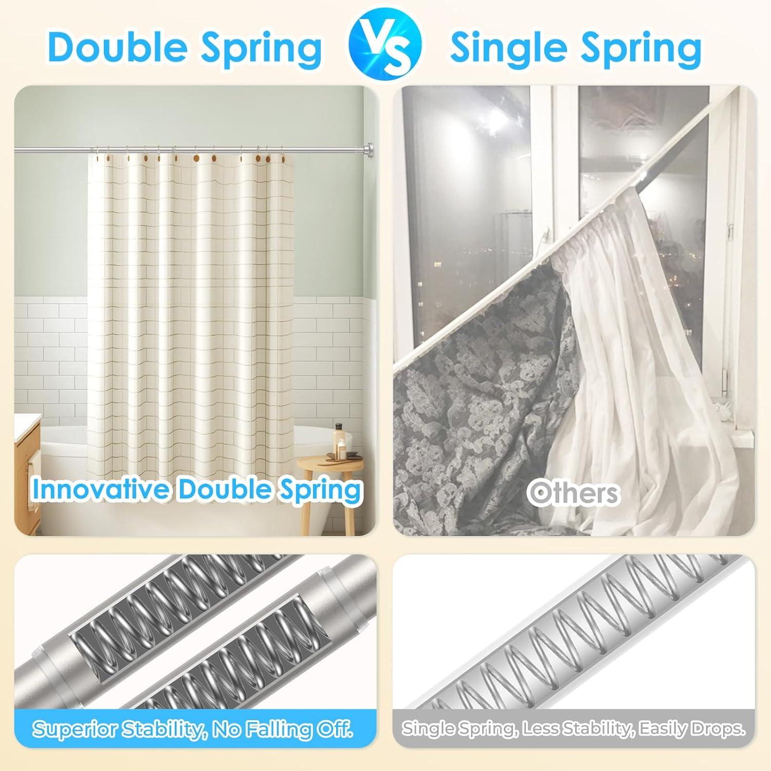 AIZESI Brushed Nickel Shower Curtain Rod, Adjustable 41-75 Inch Tension Shower Curtain Rod, 1" Diameter Shower Rod No Drilling, Anti-Slip, Premium Stainless Steel Anti-Rust