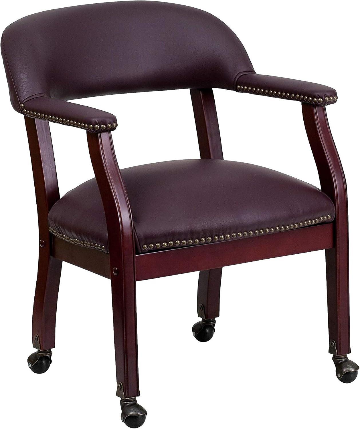 Leather Seat Waiting Room Chair with Wood Frame