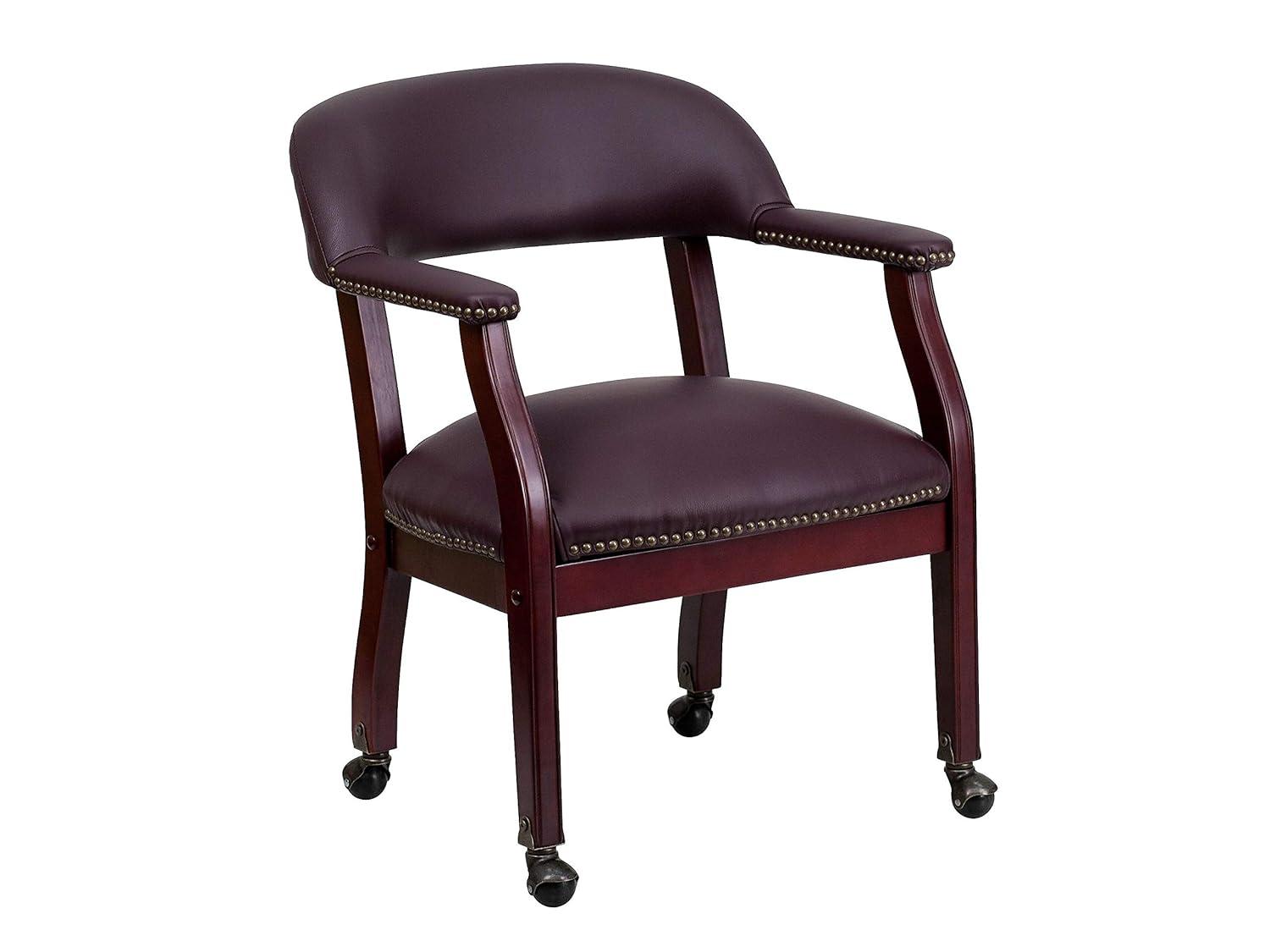 Leather Seat Waiting Room Chair with Wood Frame
