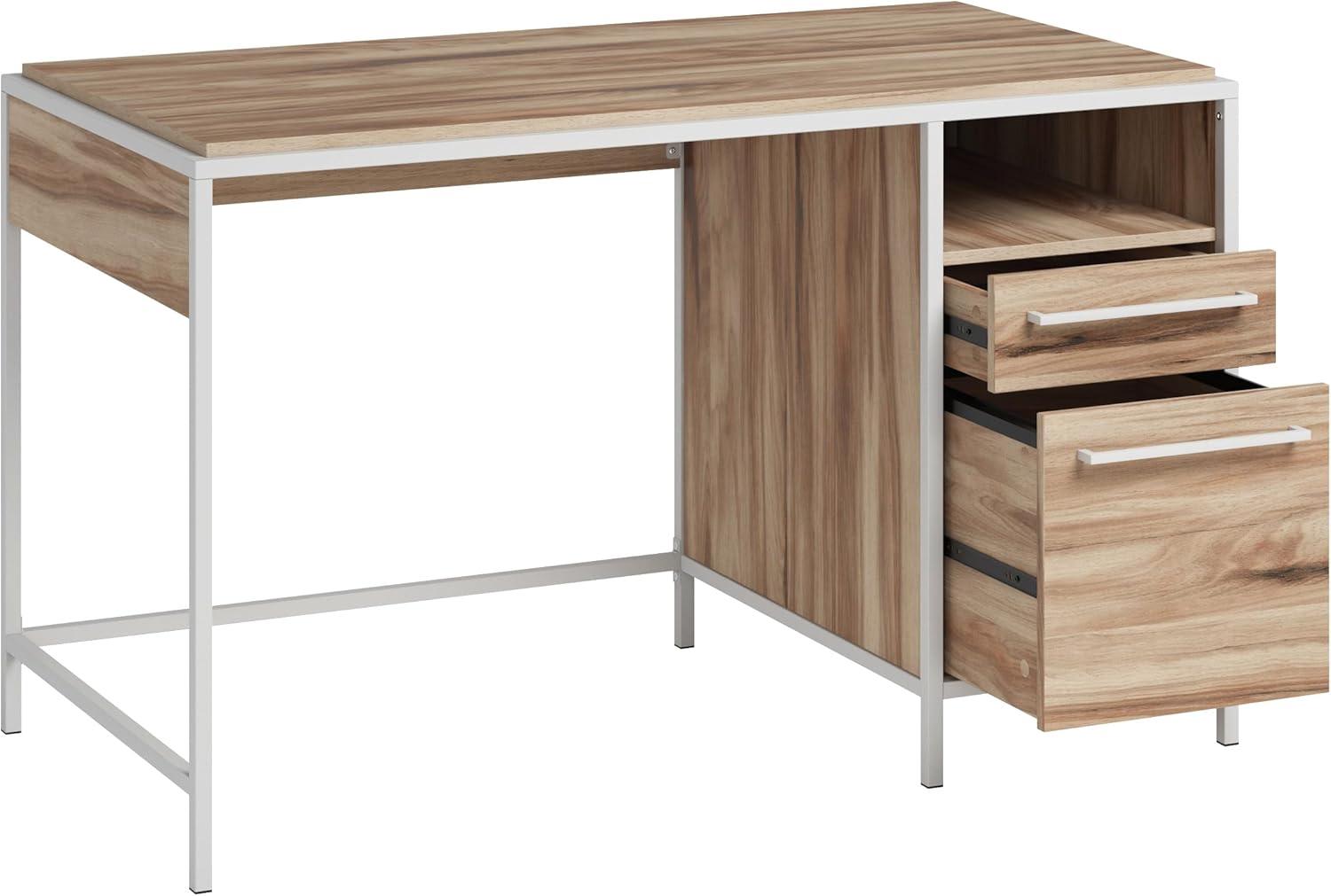 17 Stories Home Office Desk with Drawers and Open Shelf