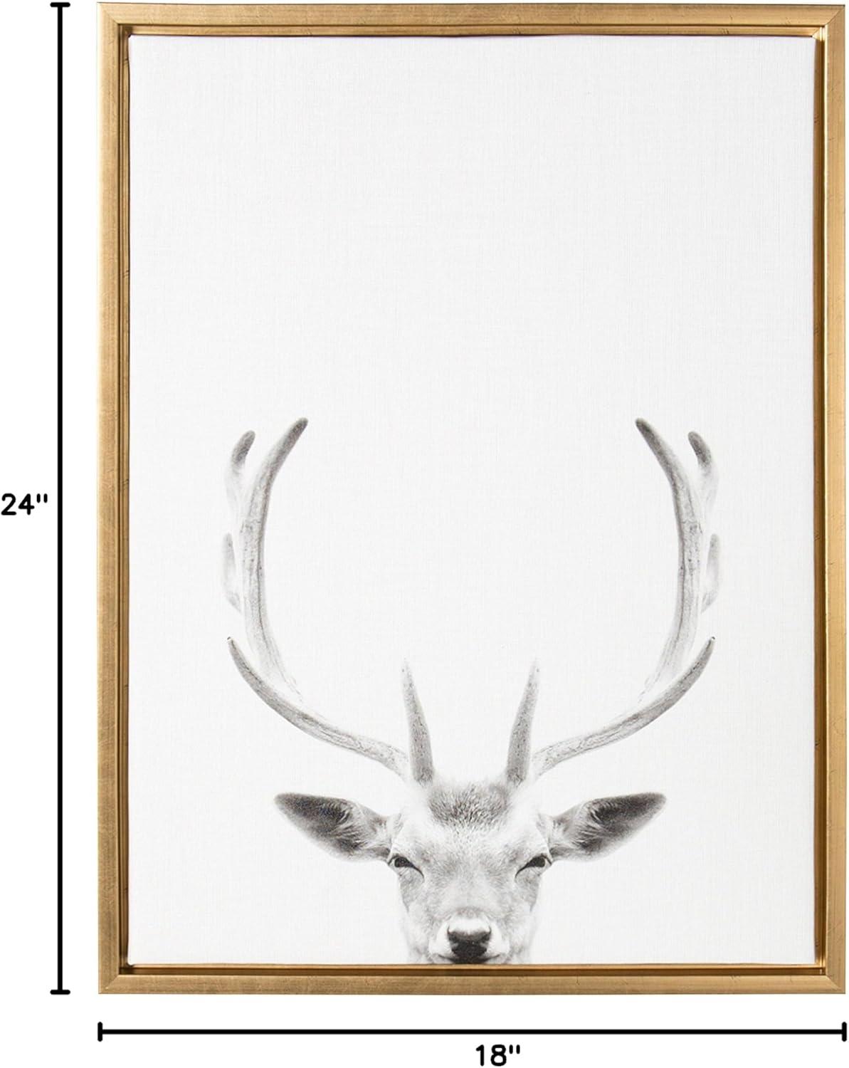 Kate & Laurel All Things Decor Sylvie Deer Framed Canvas Wall Art by Simon Te of Tai Prints