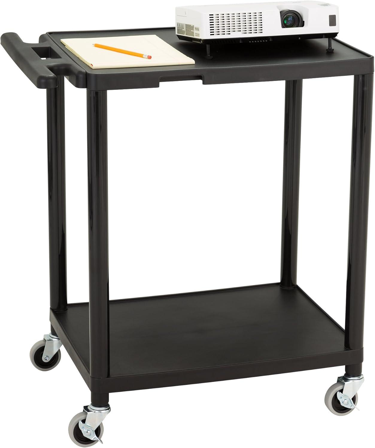 2-Shelf Plastic Mobile Utility AV Cart with Casters