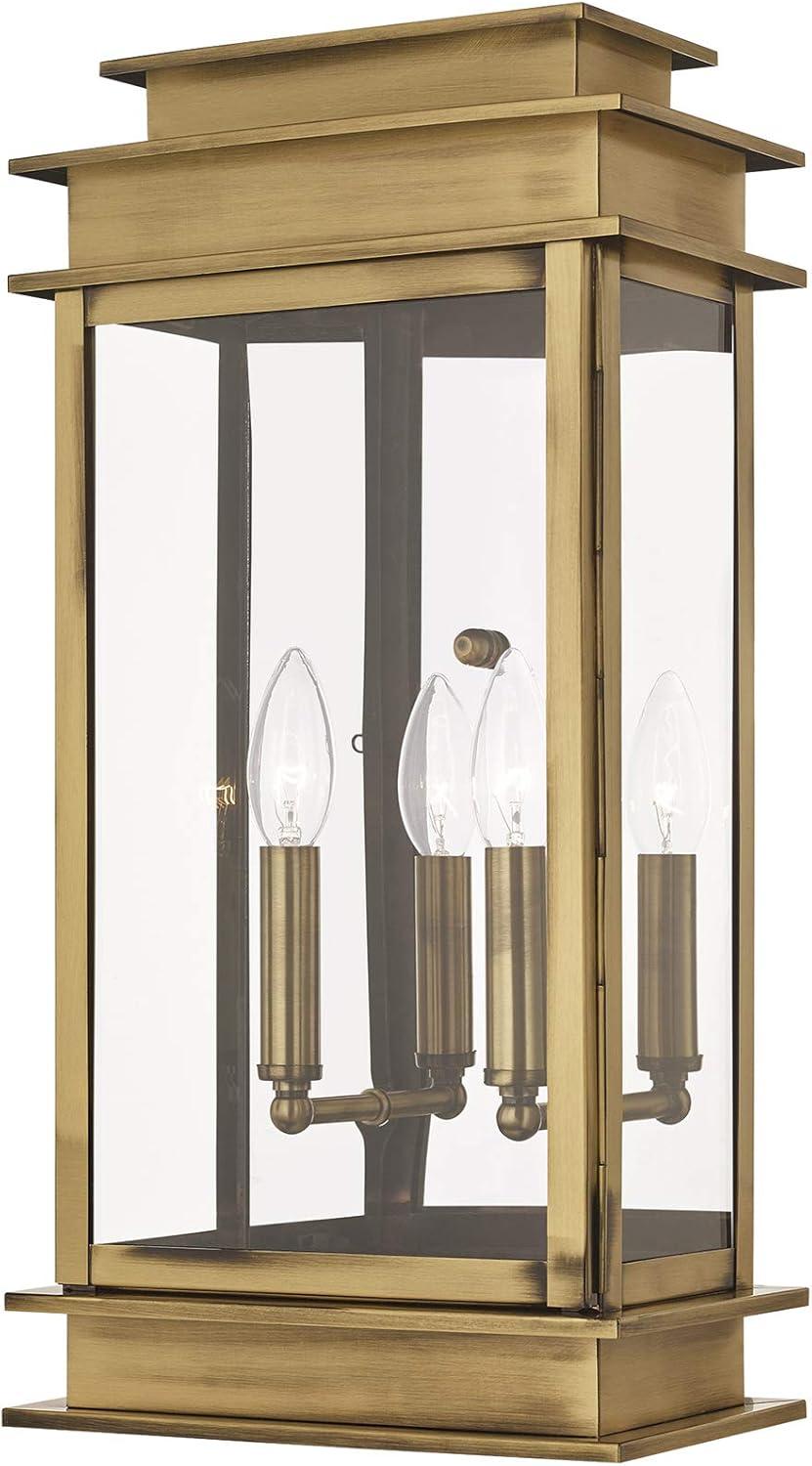 Princeton Antique Brass 2-Light Outdoor Wall Sconce with Clear Glass