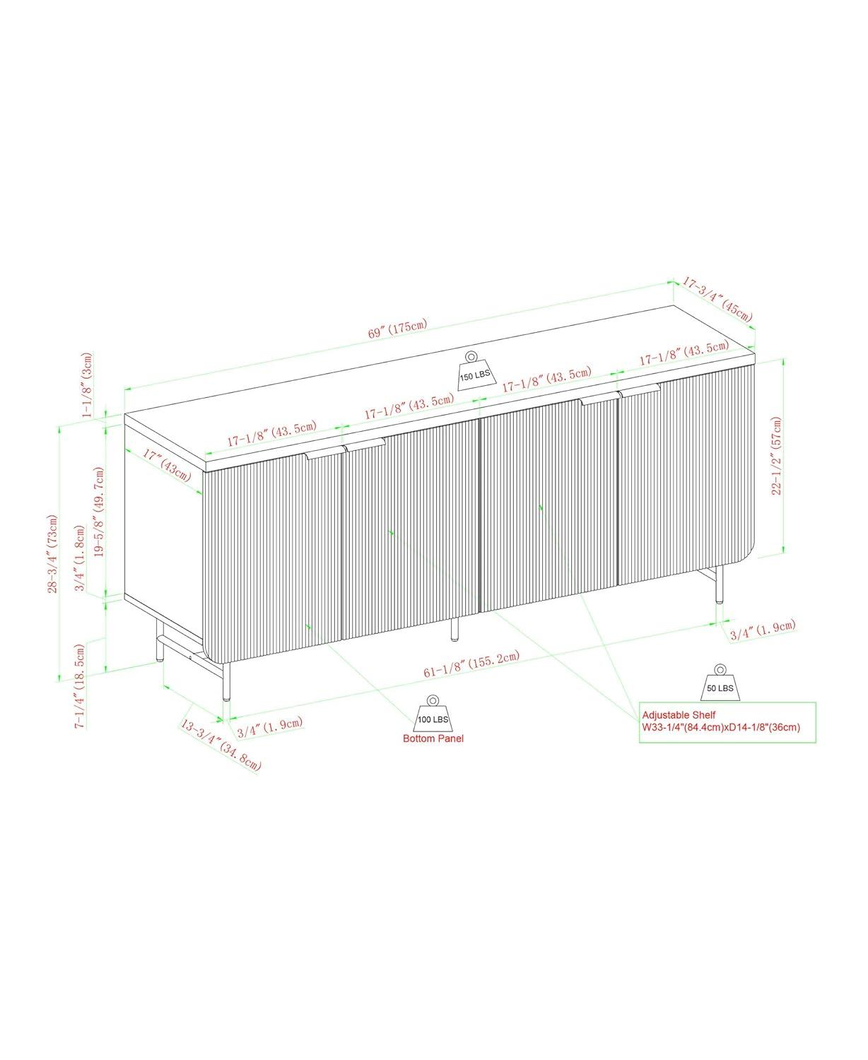 Willa Arlo™ Interiors Ludlow Reeded 4-Door Sideboard
