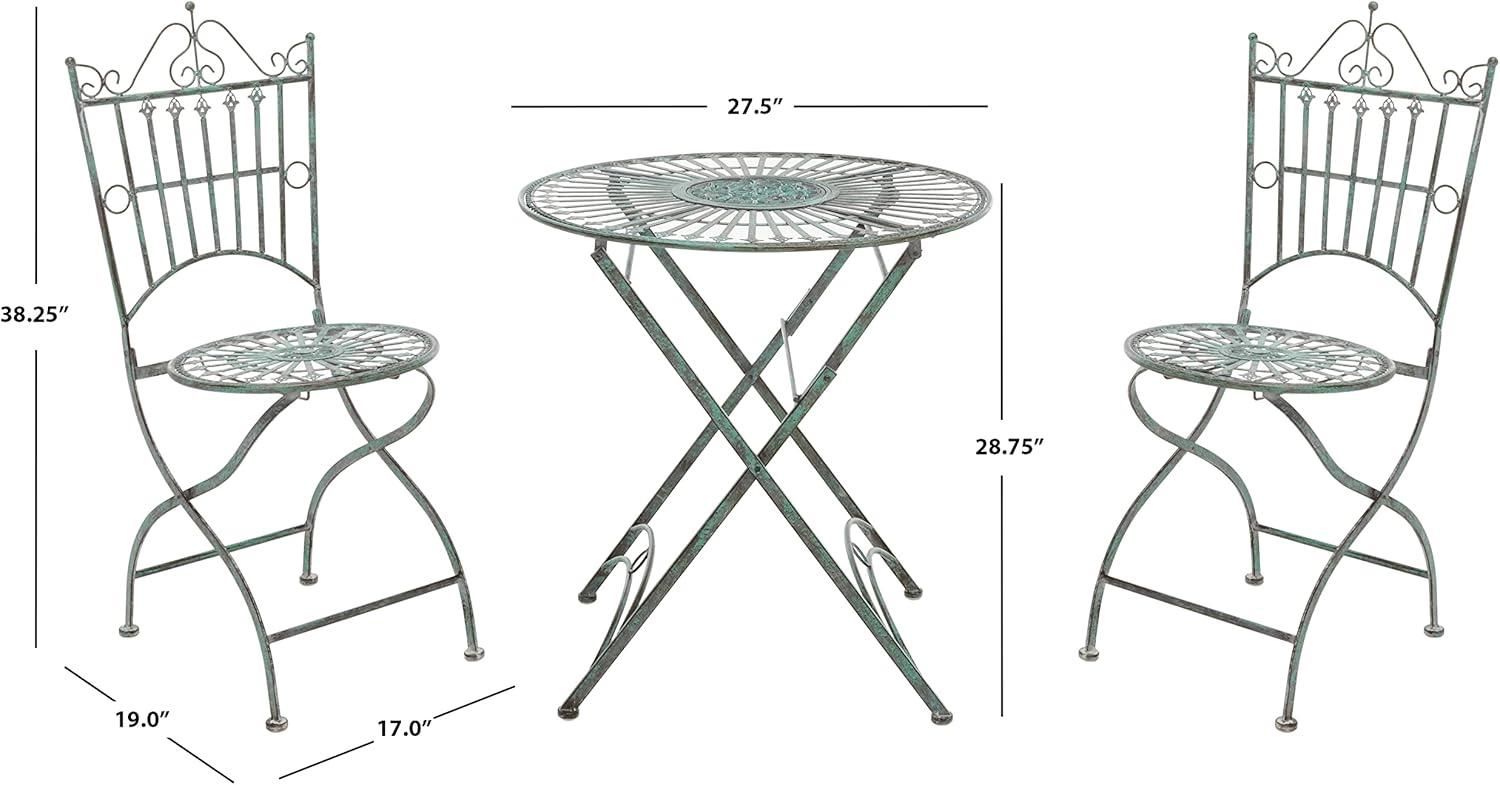 Belen Bistro Set, One Table And Two Chairs - Outdoor - PAT5020 - Antique Dark Green - Safavieh