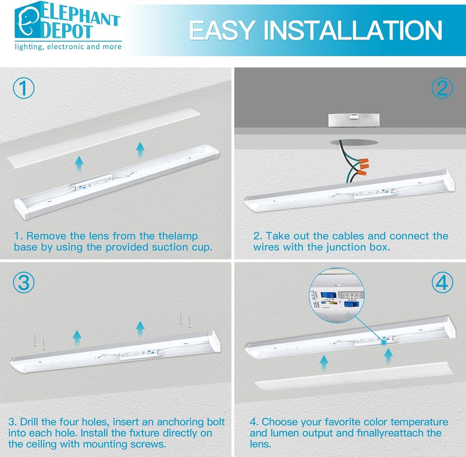 MW LIGHTING 2PK 4FT LED Wraparound Light Fixture, 5520 Lumens Dimmable