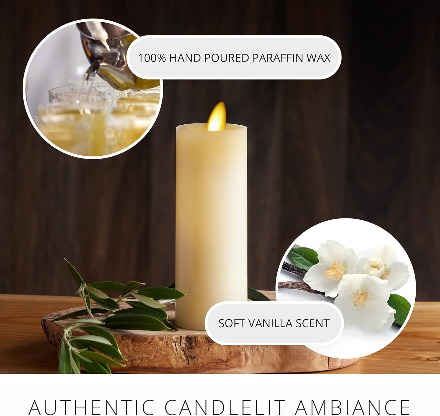 Luminara Classic Slim Flameless LED Candle, Ivory 2" x 6.1", Battery Operated Moving Flame Pillar w/Timer, Safe Realistic Wax Candle, Home Decor