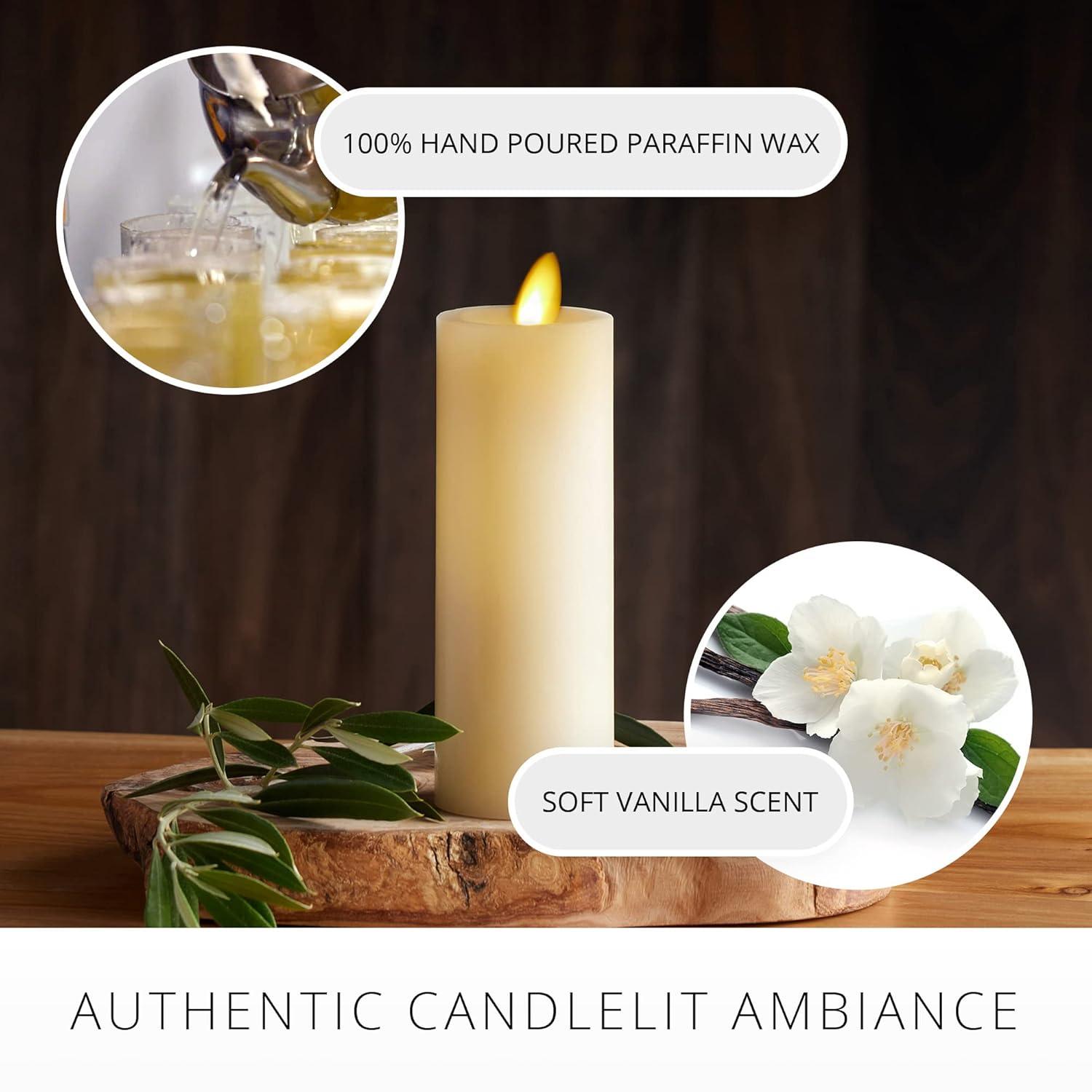 Luminara Classic Slim Flameless LED Candle, Ivory 2" x 6.1", Battery Operated Moving Flame Pillar w/Timer, Safe Realistic Wax Candle, Home Decor