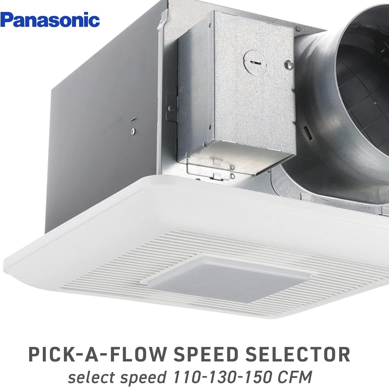 Panasonic WhisperCeiling Bathroom Exhaust Fan with Dimmable LED Light, 110-130-150 CFM, FV-1115VQL1