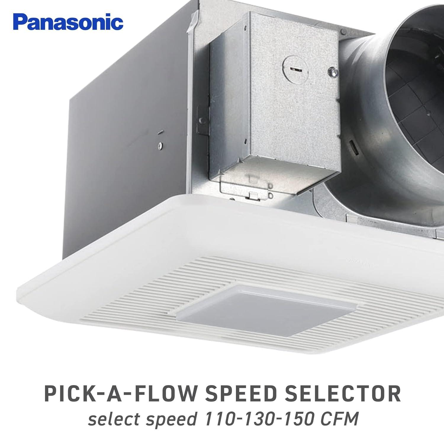 Panasonic WhisperCeiling Bathroom Exhaust Fan with Dimmable LED Light, 110-130-150 CFM, FV-1115VQL1