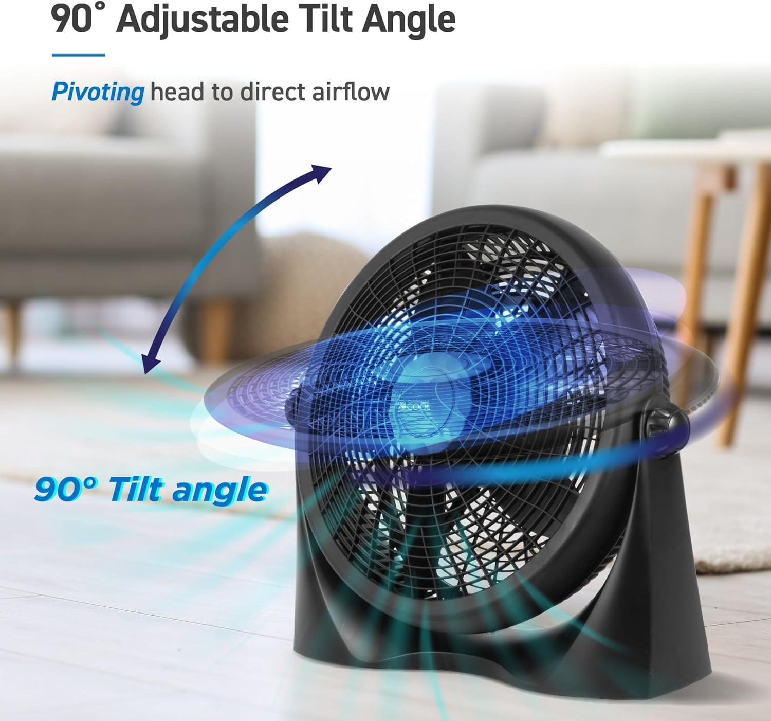 Commercial Cool Floor Fan For Home, Garage, Bedroom, Or Office, Cooling Fan For Floor With 3 Fan Settings, Quiet Floor Fan With Adjustable Tilt Angle And Sturdy Base