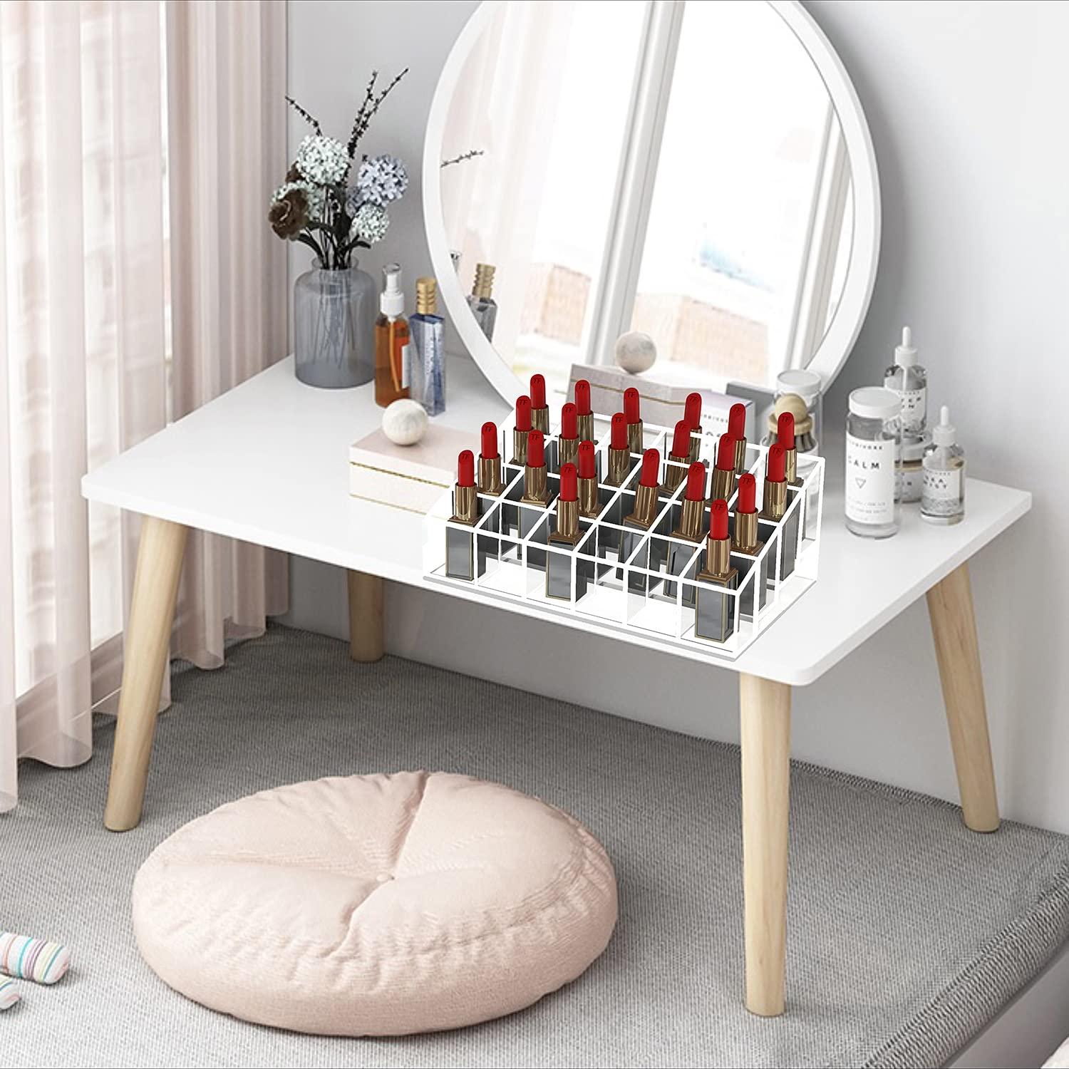 XINGLIAN 24 Slot Clear Lipstick Holder - Lipstick Organizer for Bottles