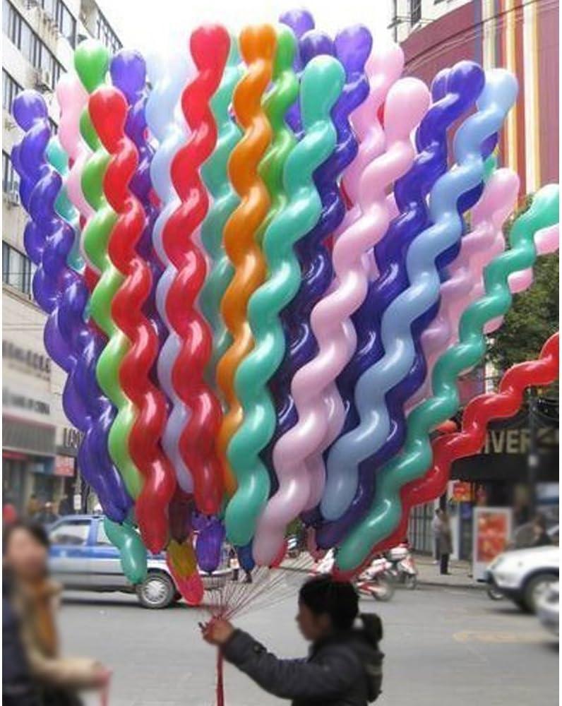 AnnoDeel 100Pcs 40inch Latex STF9 Spiral Balloons, Colorful Unique Twisted Latex Balloon for Birthday Wedding Festival Party Supply Decorations Random Color