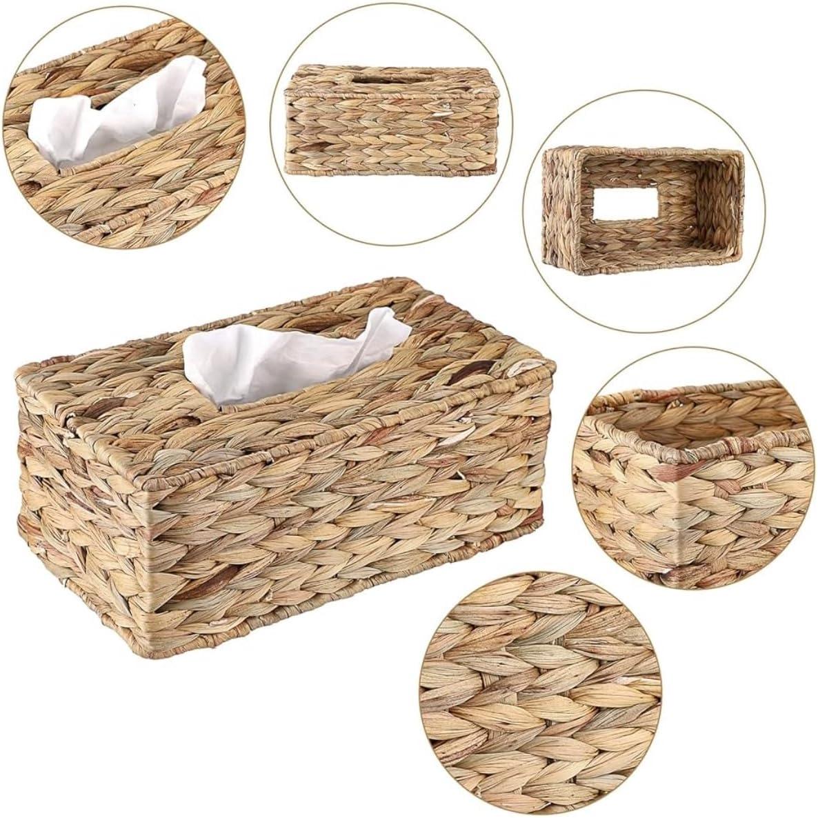 Natural Water Hyacinth Woven Square Tissue Box Holder