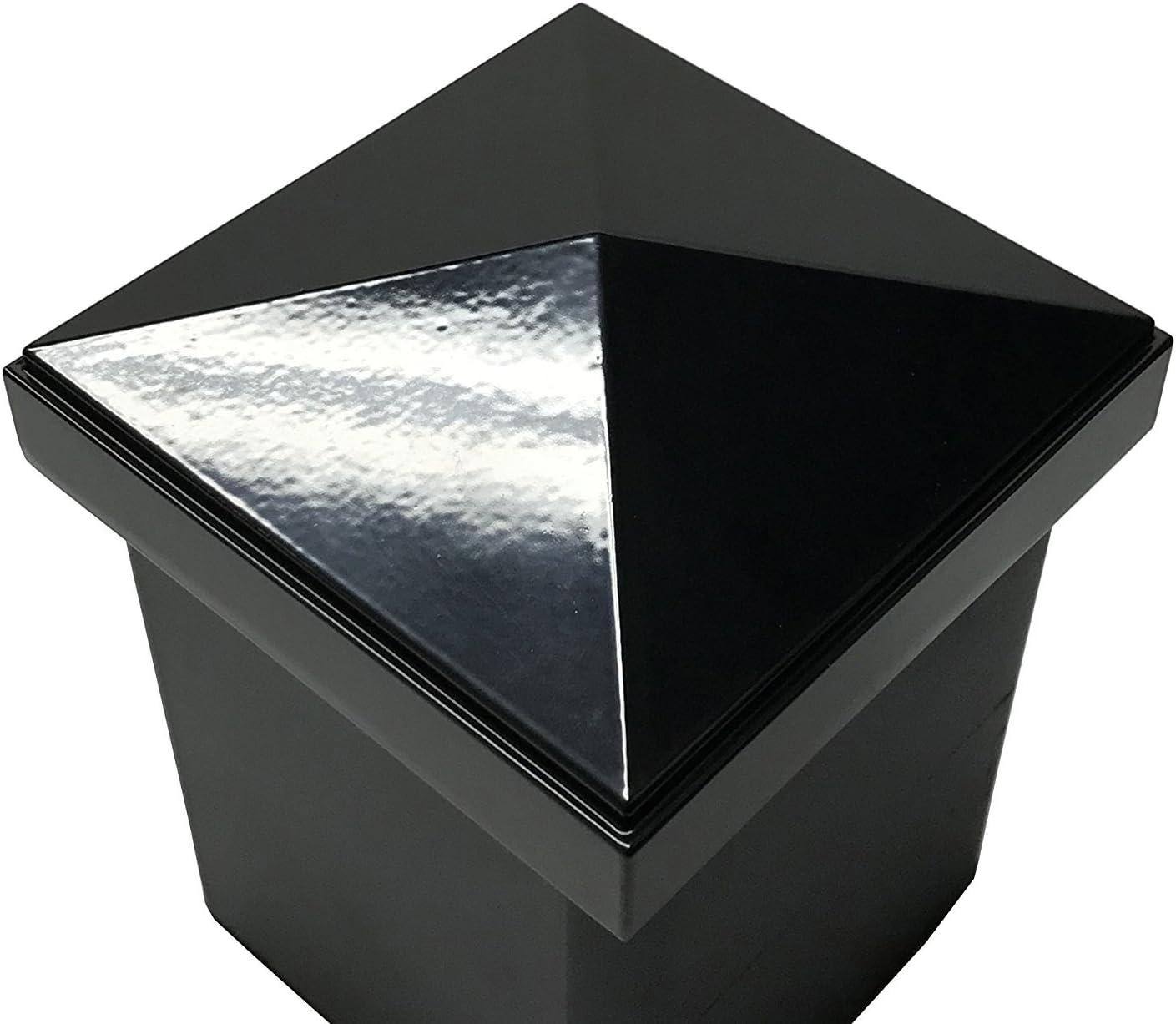 4" x 4" Aluminium Pyramid Post Cap for Metal Posts - Pressure Fit - Black