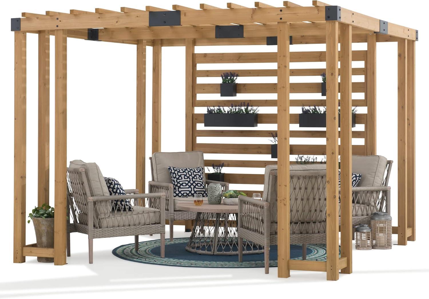 Sophia 10.5 x 10 ft Cedar Wood Pergola with Adjustable Planters