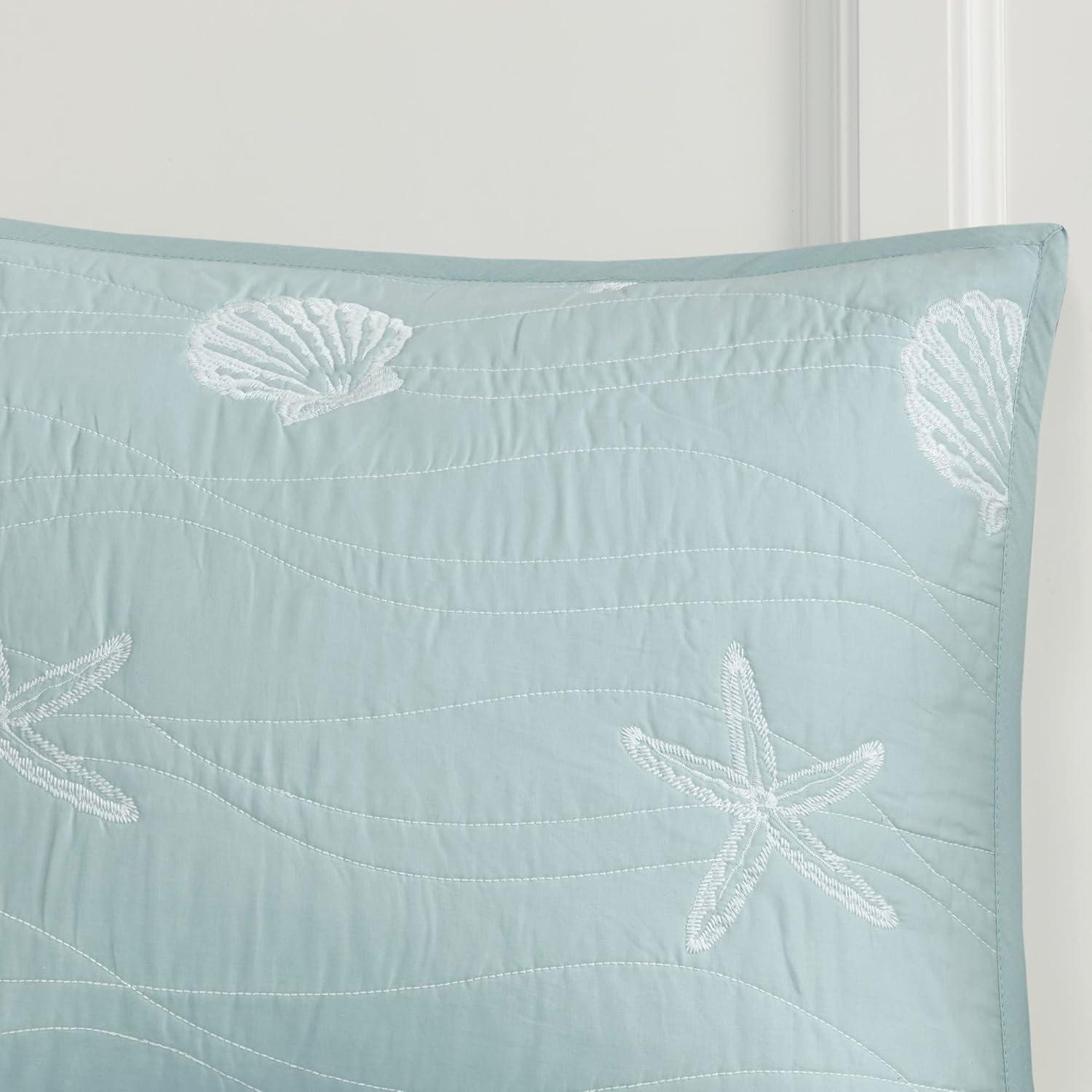 Harbor House Seaside 4 Piece Cotton Reversible Embroidered Quilt Set