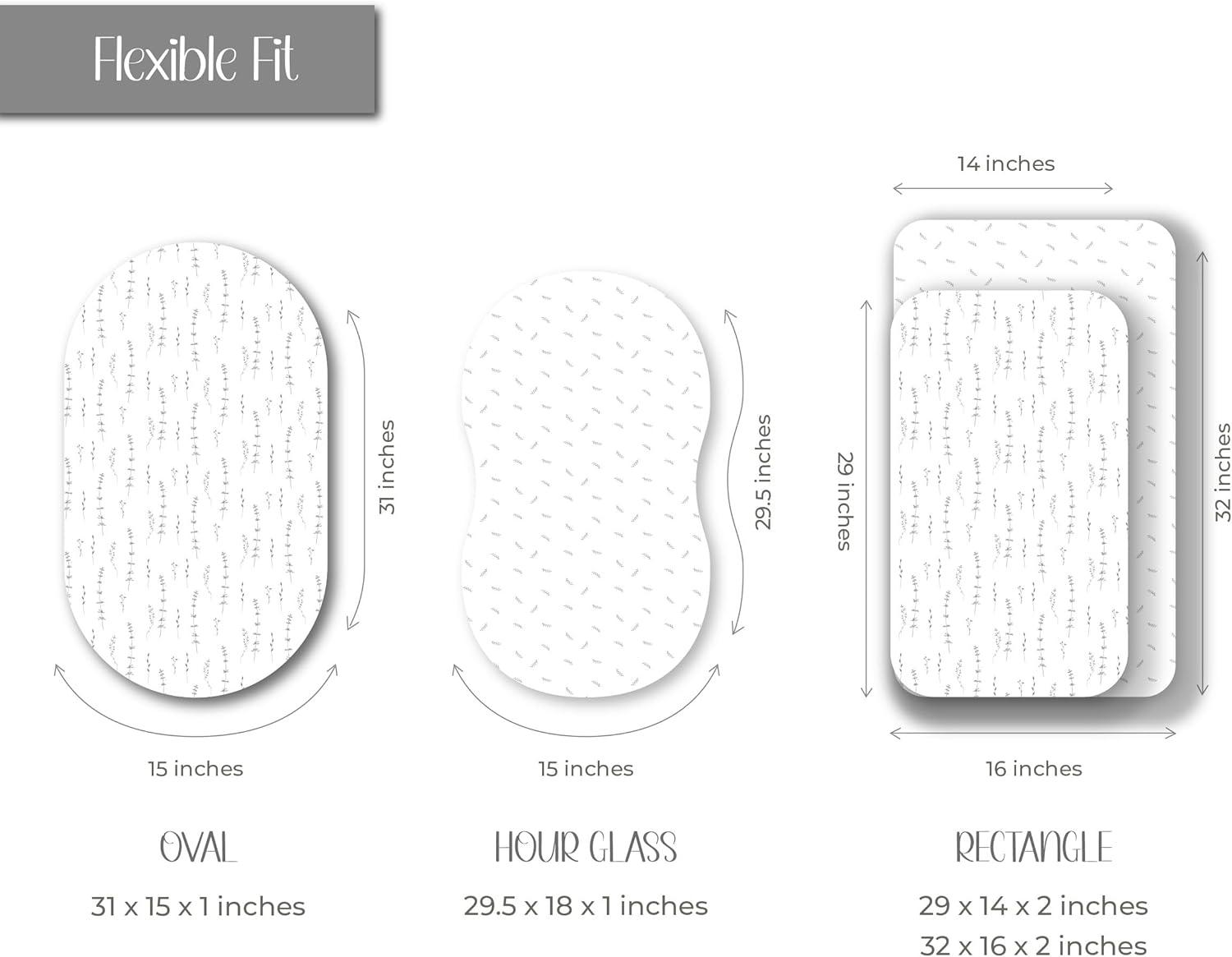 Ely’s & Co. Bassinet Sheets, Baby Boy/Girl Fitted Bassinet Mattress Sheet Set - 2 Pack, 100% Jersey Knit Cotton, fits Oval, Hourglass and Rectangle Mattress, Forest Grey Floral, 32”x16”x3”