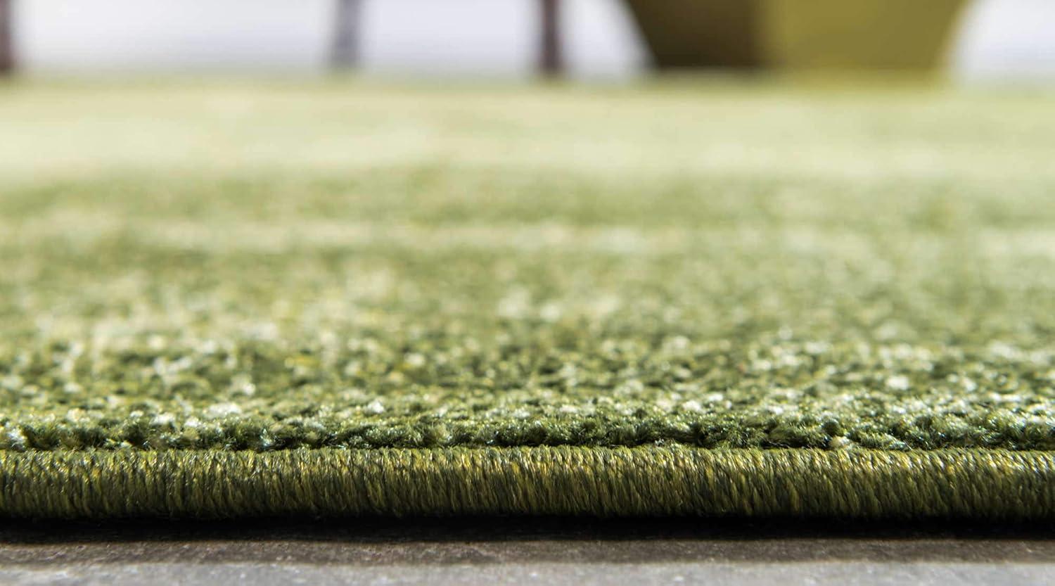 Green Tufted Washable Reversible Rectangular Area Rug