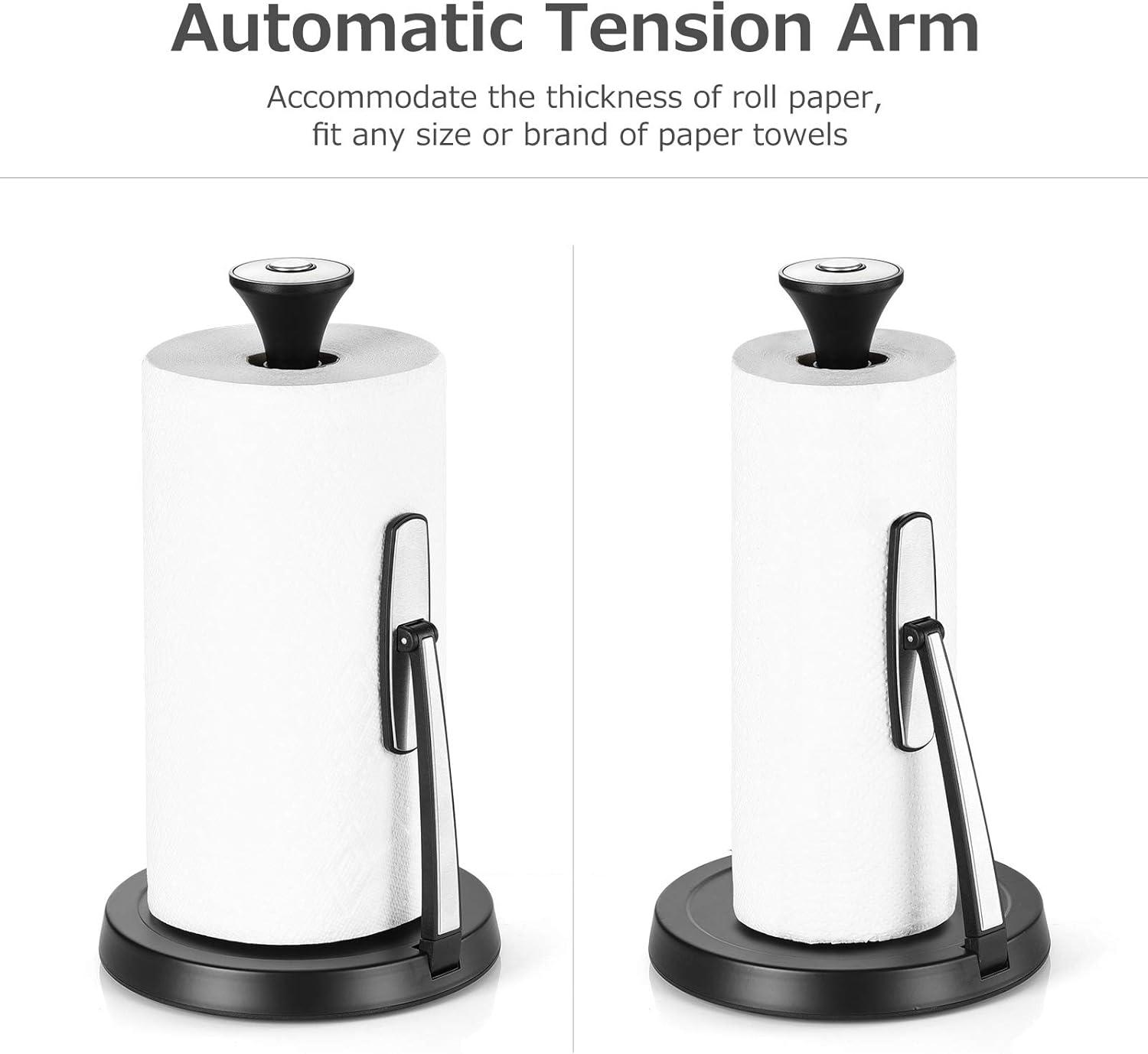 Black Stainless Steel Tension Arm Paper Towel Holder