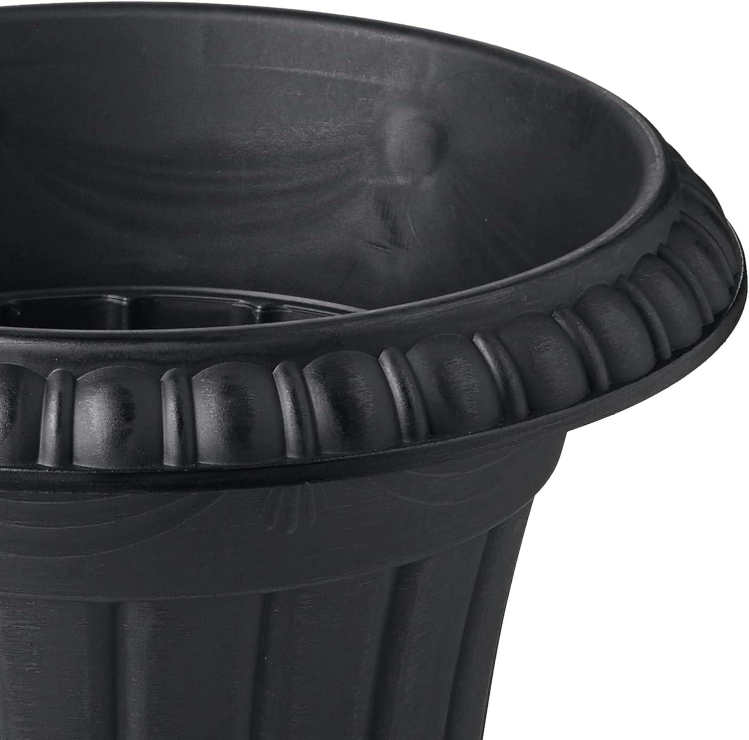 Arcadia Garden Products 10x12" Traditional Plastic Urn Planter, Black