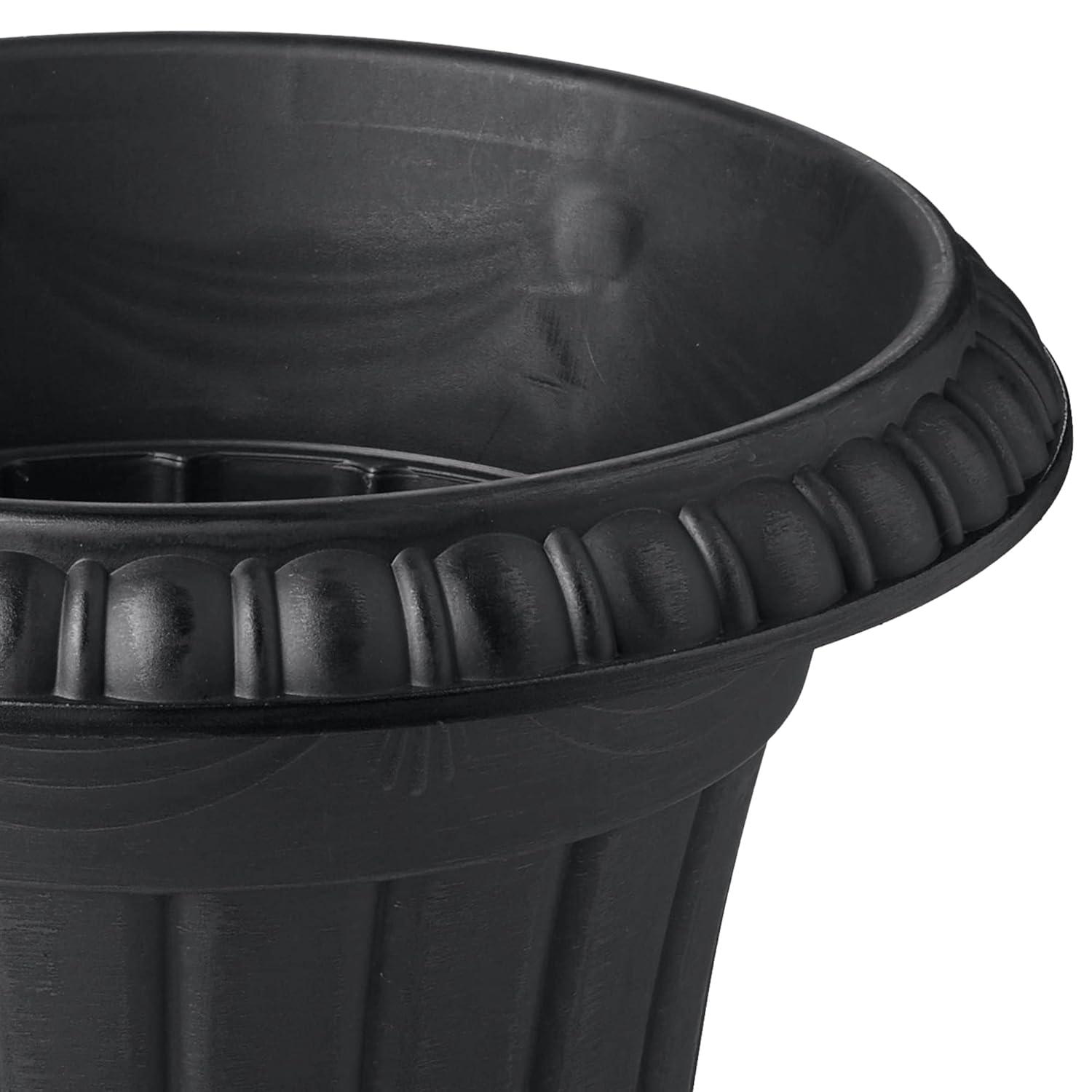 Arcadia Garden Products 16x18" Traditional Plastic Urn Planter, Black