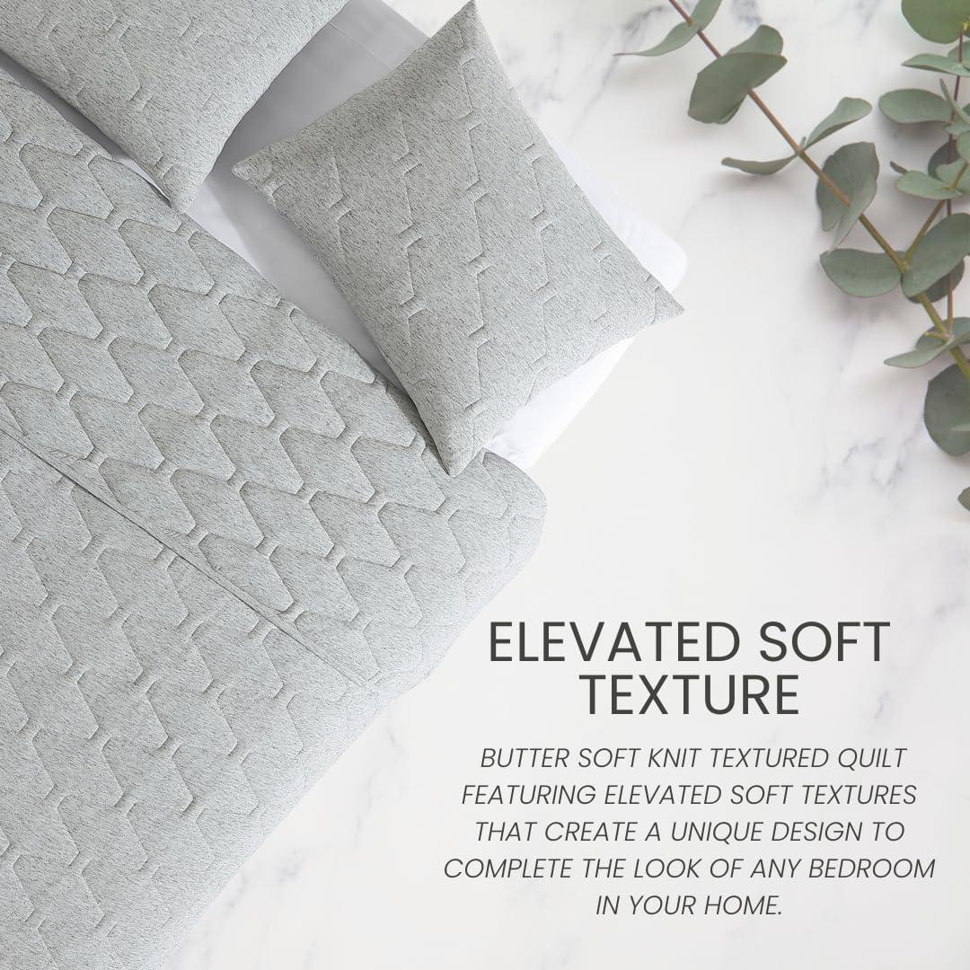 Jersey Gray Cotton Blend 3 Piece Quilt Set