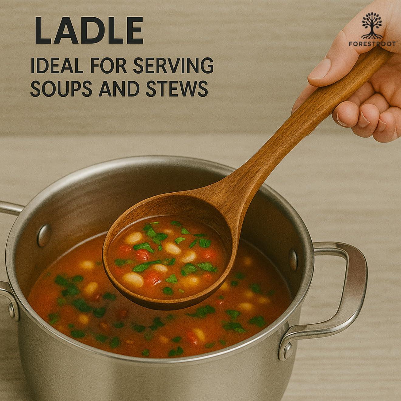 Zulay 9-Piece Teak Wooden Utensils For Cooking, Smooth Finish Kitchen Utensils Set with Gift Box