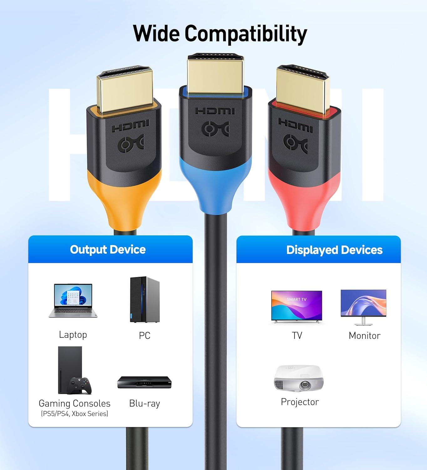 Cable Matters 48Gbps Ultra HD 8K HDMI Cable 3.3 ft / 1m with 8K @120Hz, 4K @240Hz and HDR Support for PS5, Xbox Series X/S, RTX3080 / 3090, RX 6800/6900, Apple TV, and More - Red