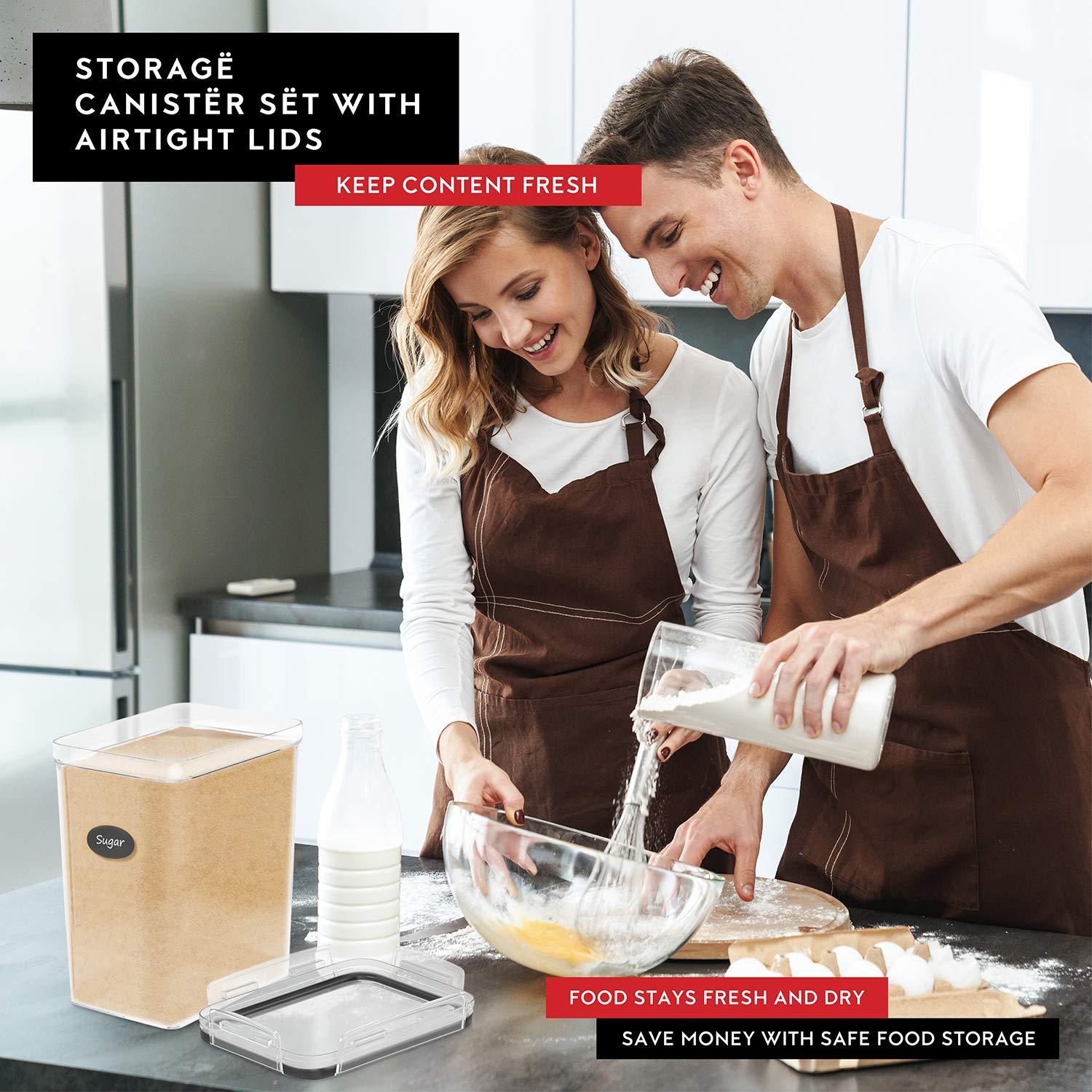 DWËLLZA KITCHEN Food Storage Container Including Labels and a Marker (Set of 2)