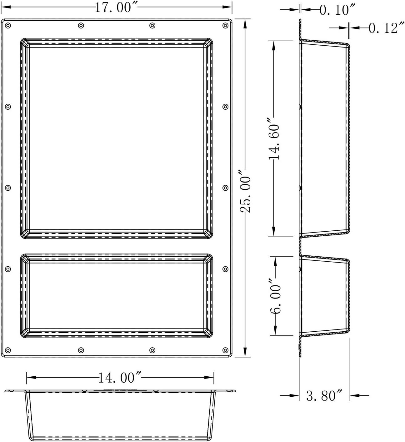 Black ABS Double Shelf Recessed Shower Niche 25" x 17"