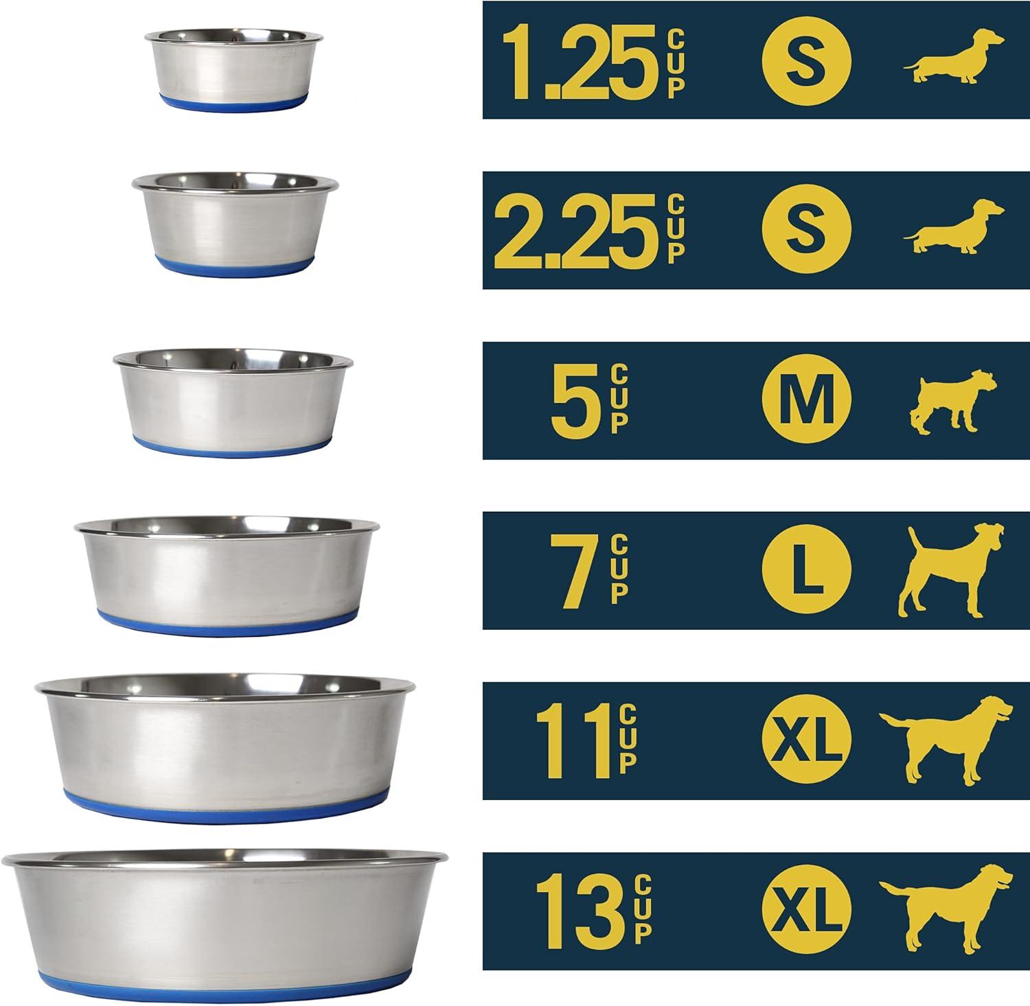 Durable Stainless Steel Non-Skid Dog Bowl, 12 Cups