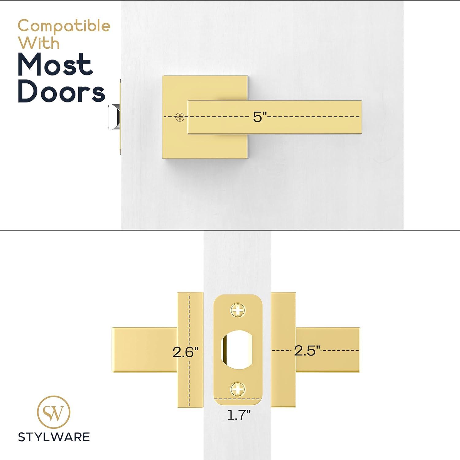 Stylware Passage Lever Lock Handle Set for Closet or French Doors, Fits All Standard Door Sizes