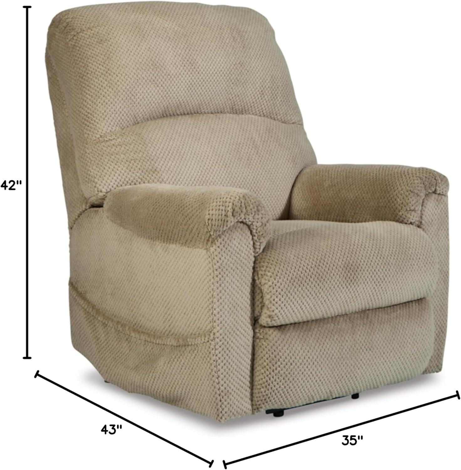 Beige Faux Leather Power Lift Recliner with USB Ports
