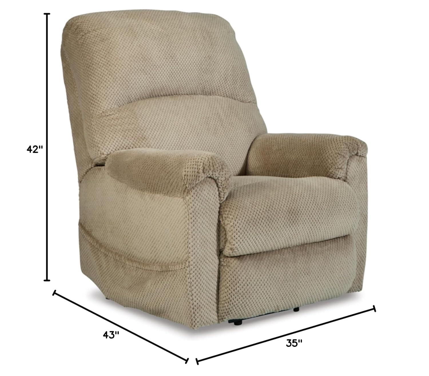 Beige Faux Leather Power Lift Recliner with USB Ports