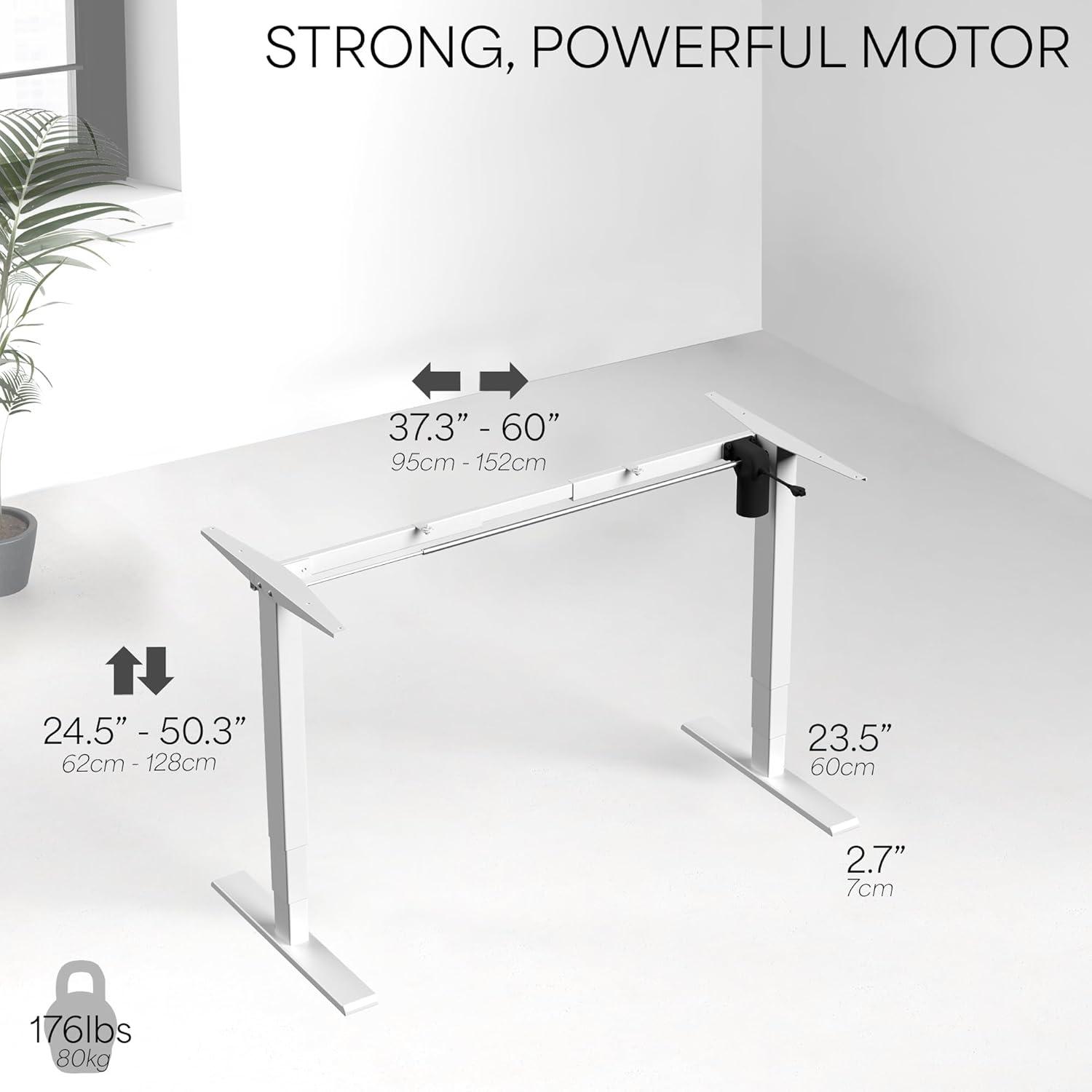 VIVO White Electric Stand Up Desk Frame Single Motor Standing Height Adjustable