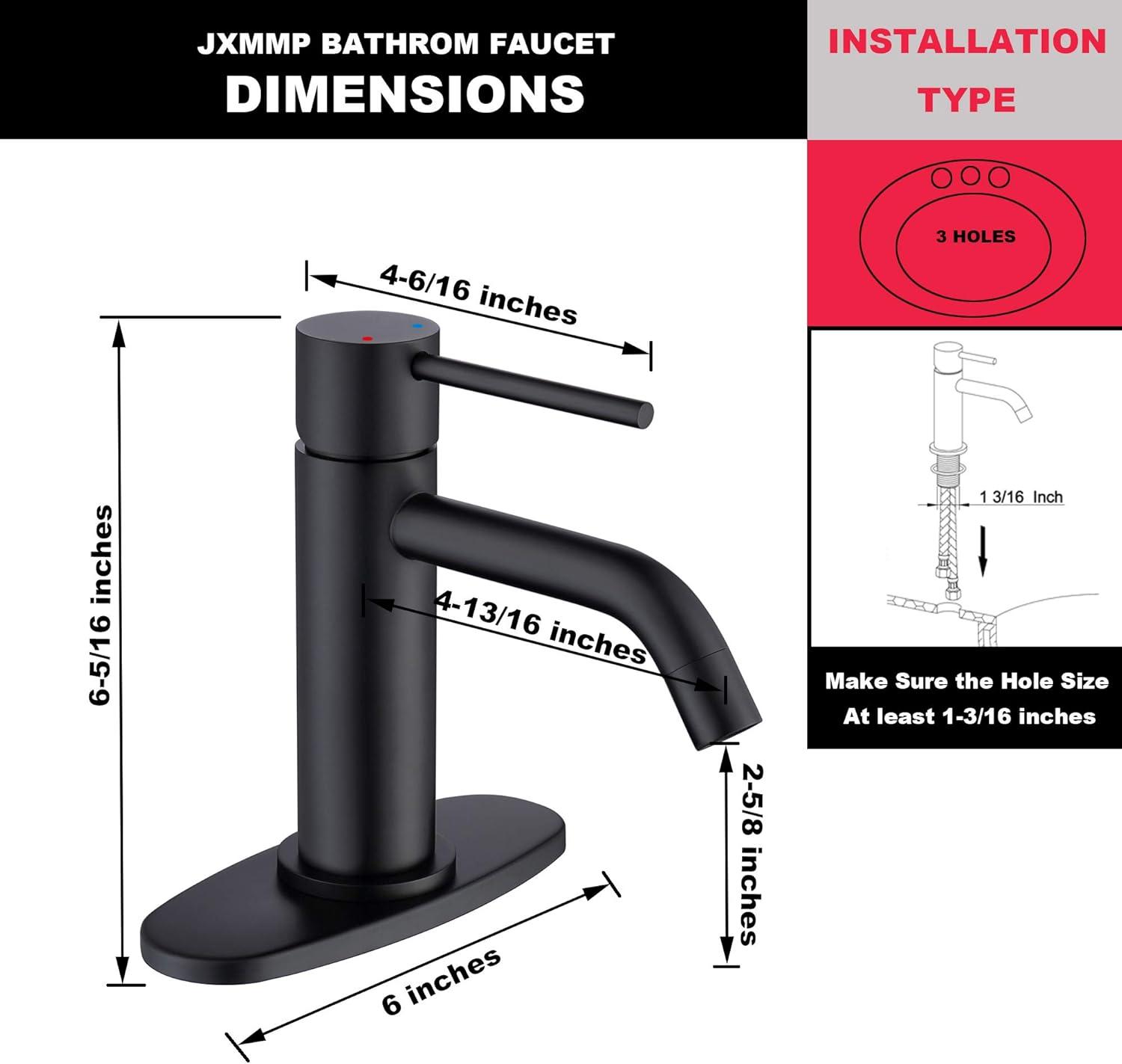 Matte Black Single Handle Stainless Steel Bathroom Faucet