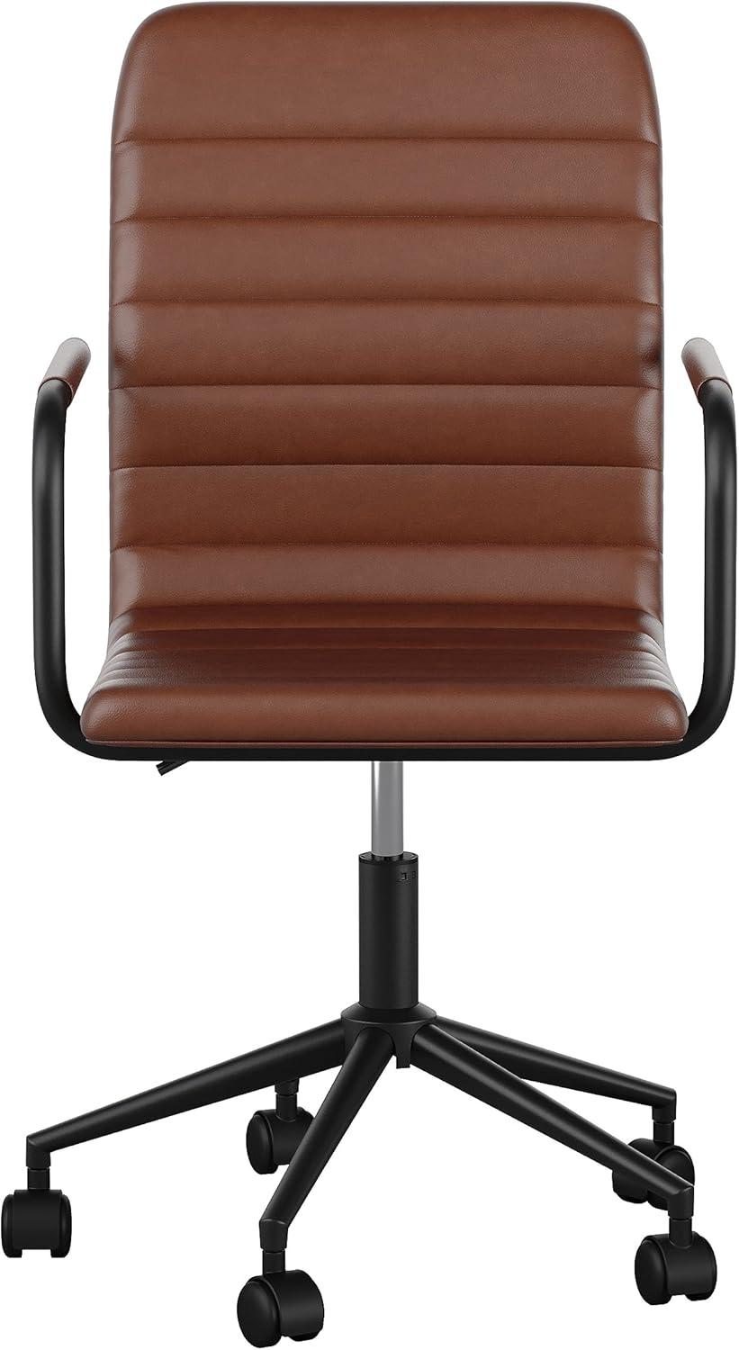 Hargrove Taytum Mid-Back Swivel Faux Leather Desk Chair with Padded Seat and Arms by Martha Stewart