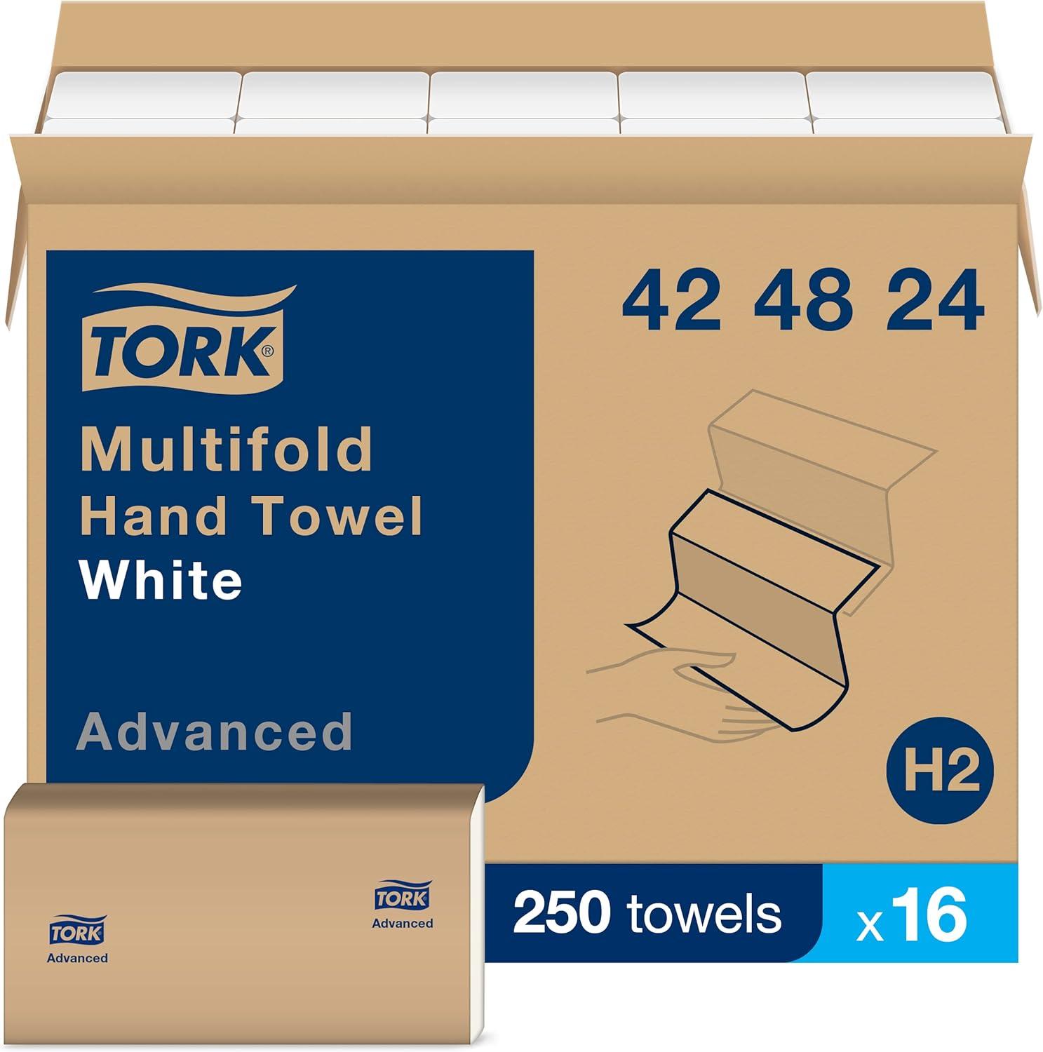 Tork Advanced White Multifold Hand Towels, 1-Ply, 250 Sheets per Pack