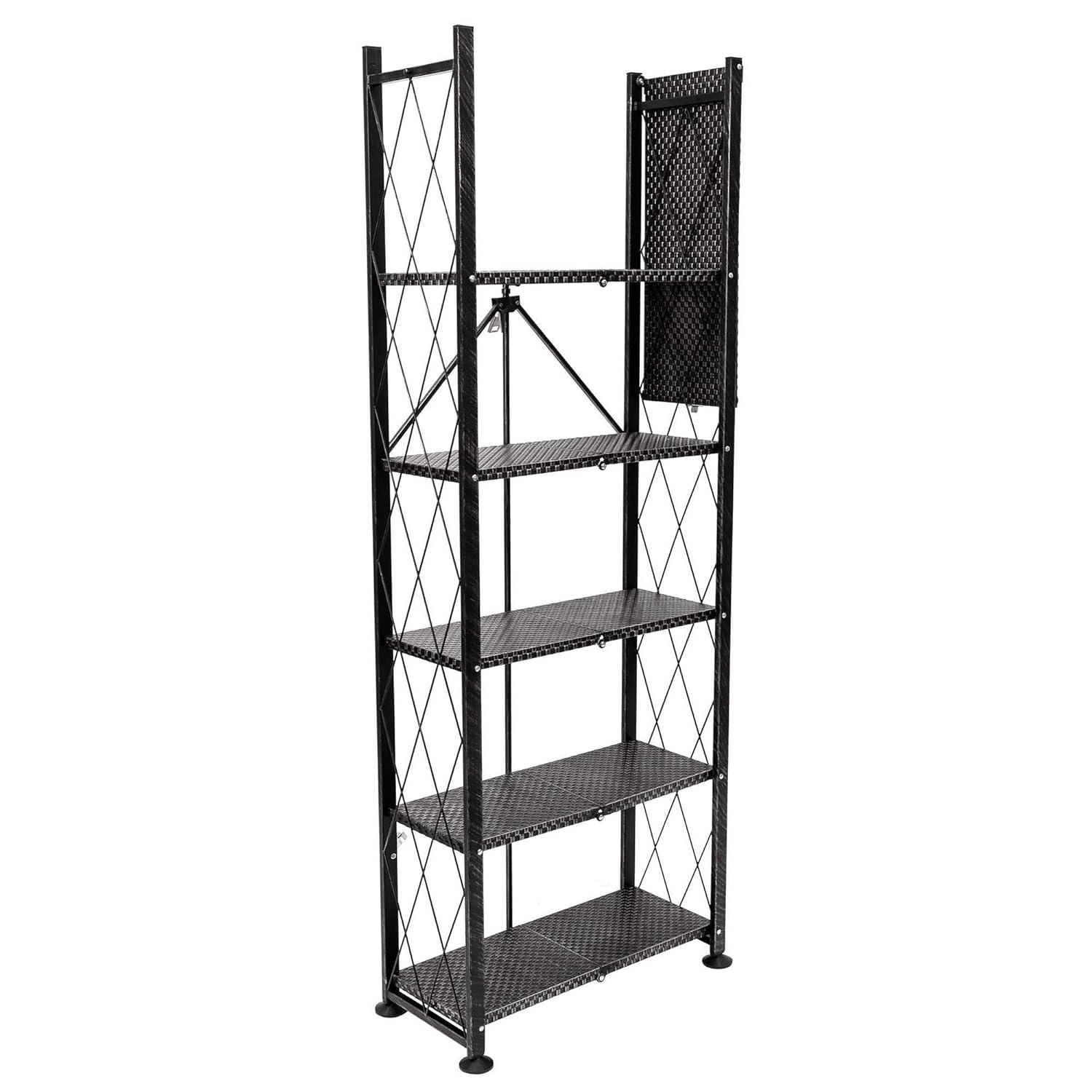 Origami Foldable 6-Shelf Classic Stamped Steel Bookcase