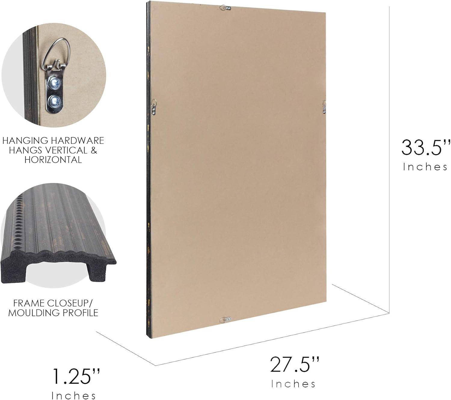 Head West 27.5 x 33.5 Beaded Frame Mirror with Beveled Edge - Black Wash