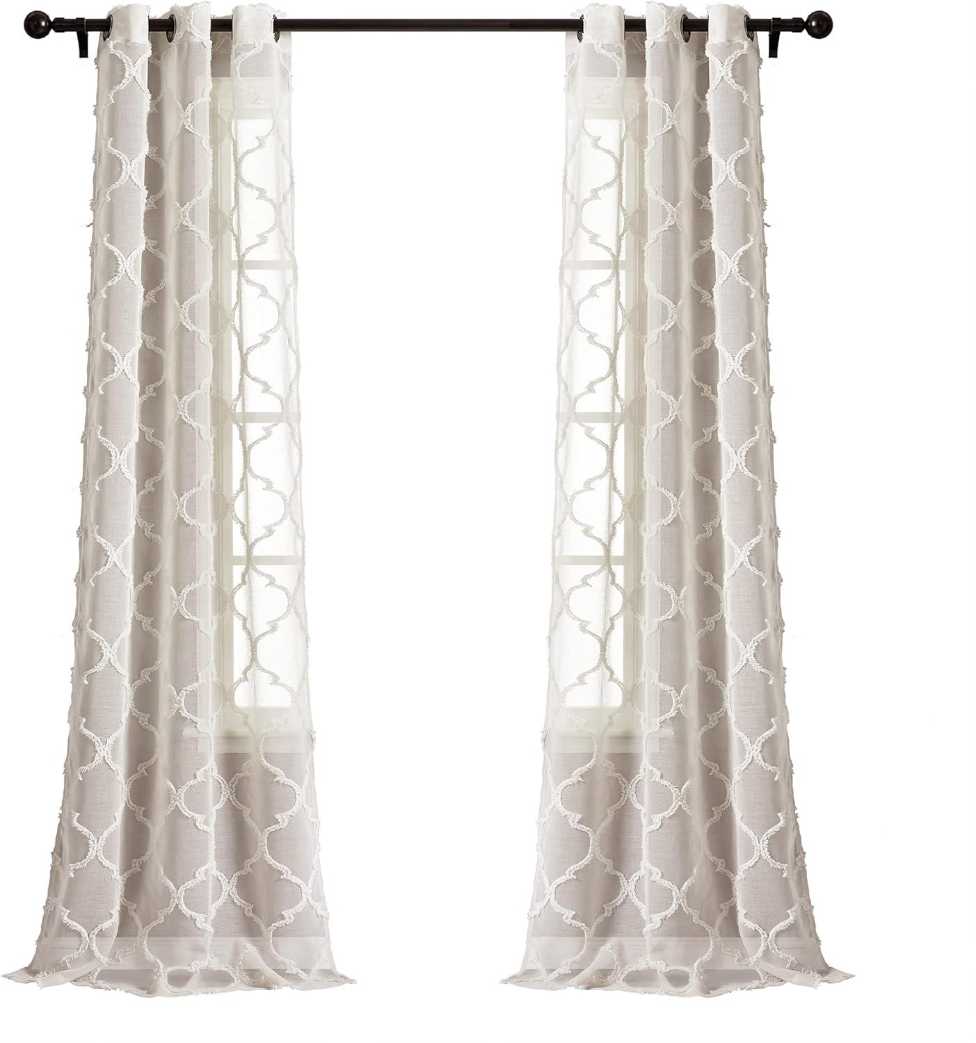 2pk 38"x95" Lush Décor Sheer Avon Trellis Curtain Panels